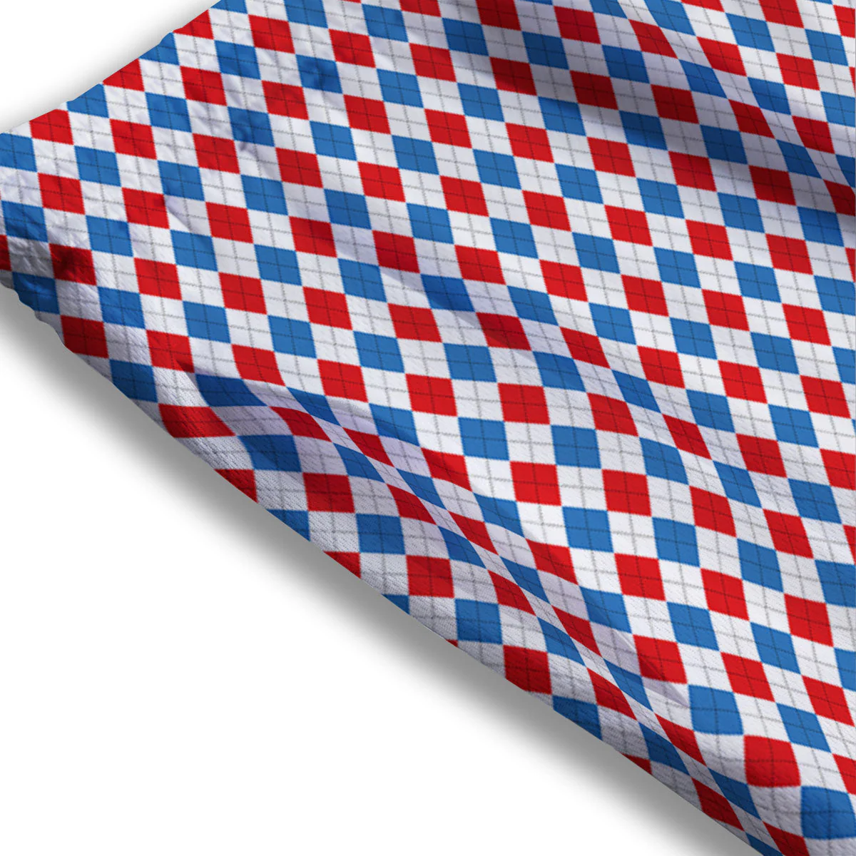 White Blue And Red Argyle Print Pattern Mesh Shorts - Image 3