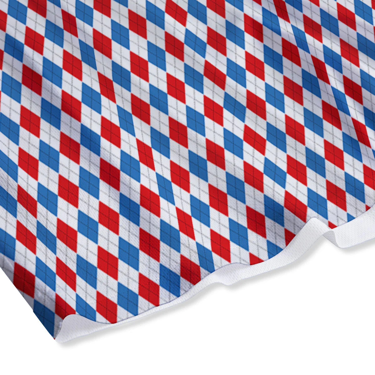 White Blue And Red Argyle Print Pattern Mesh Shorts - Image 4