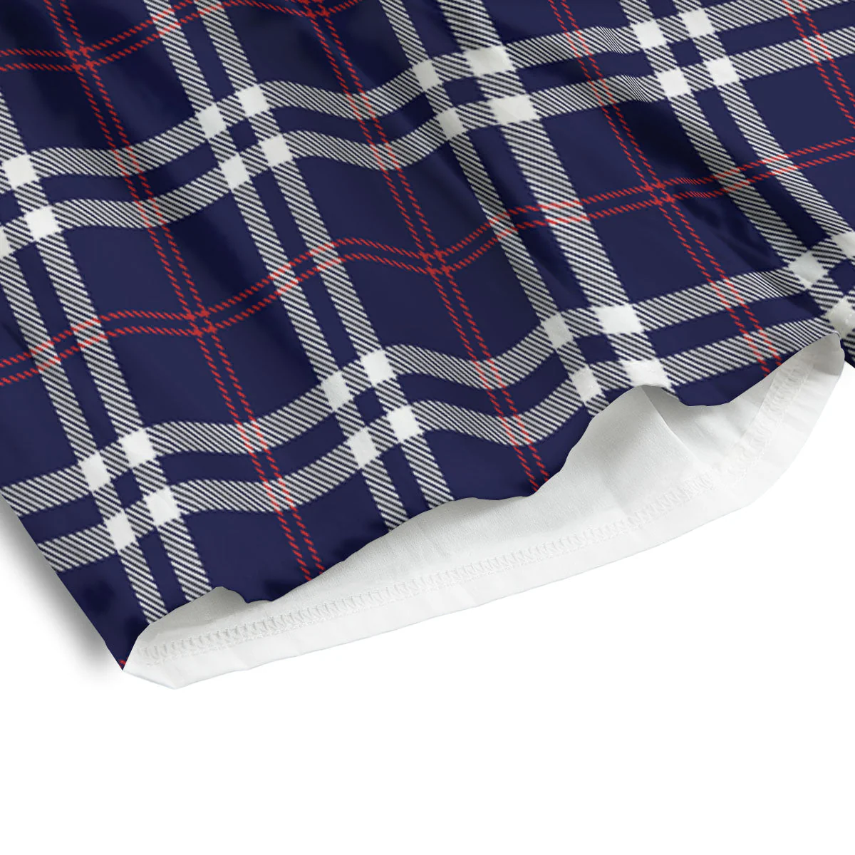 White Blue And Red Tartan Print Pattern Men's Athletic Shorts - Image 4