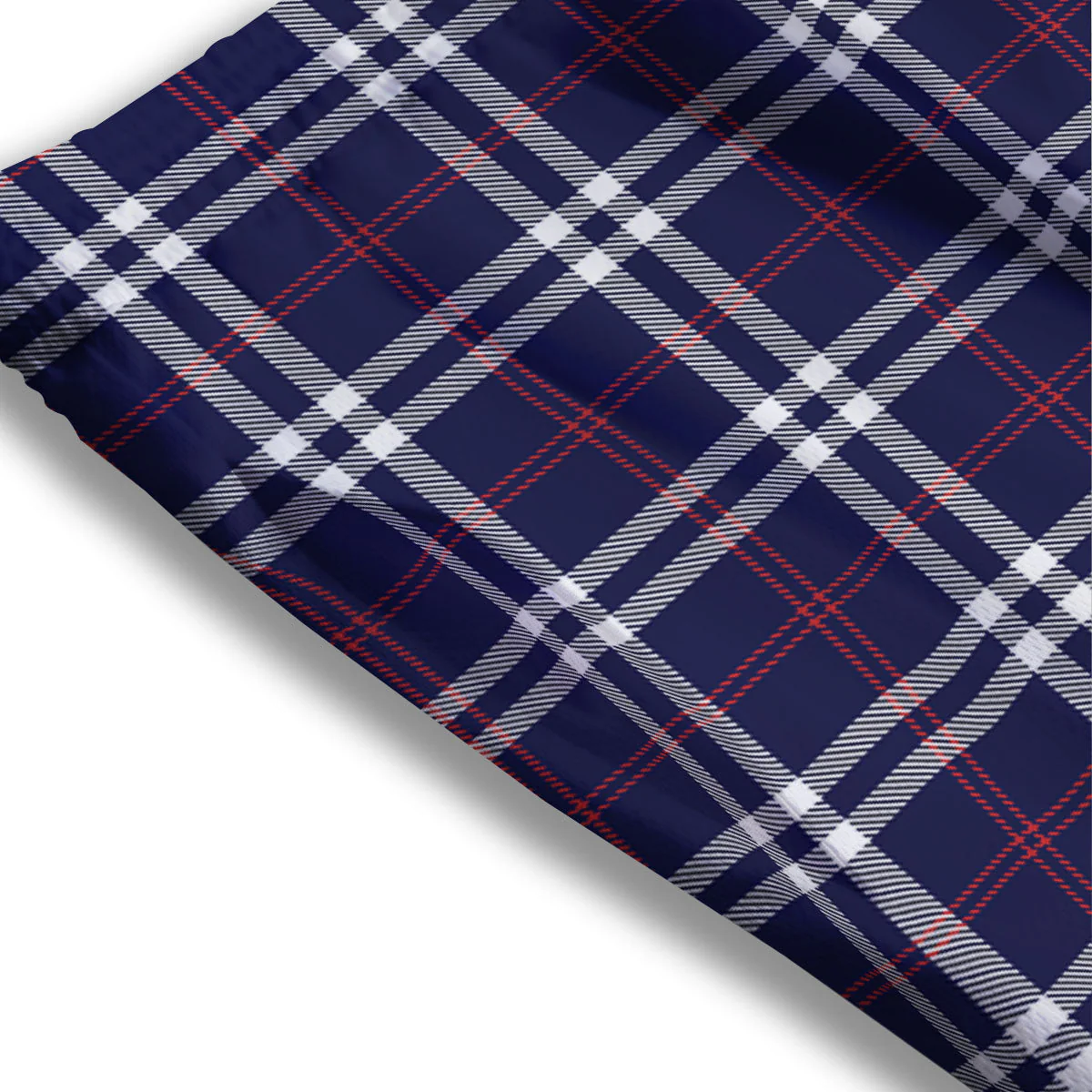 White Blue And Red Tartan Print Pattern Mesh Shorts - Image 3
