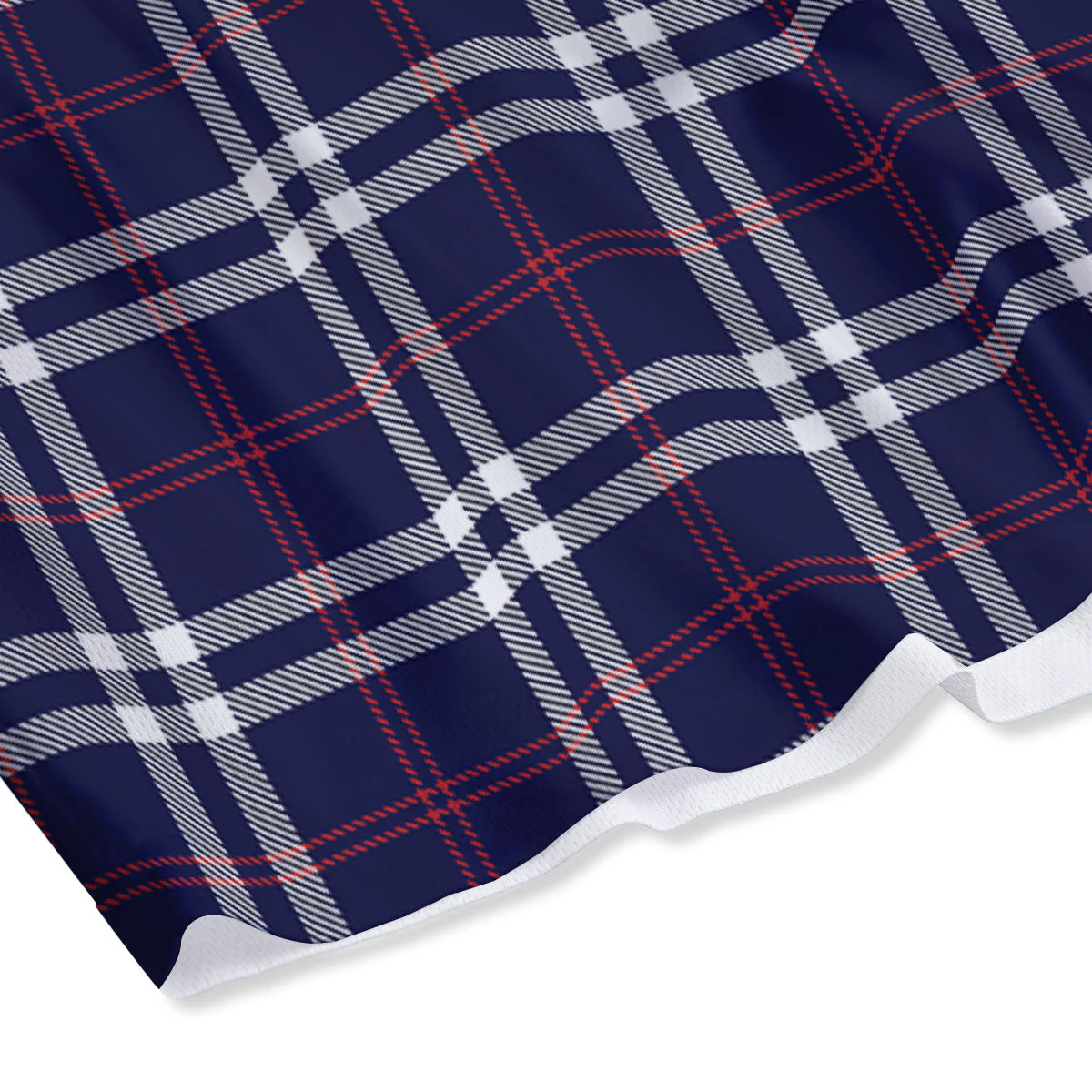 White Blue And Red Tartan Print Pattern Mesh Shorts - Image 4