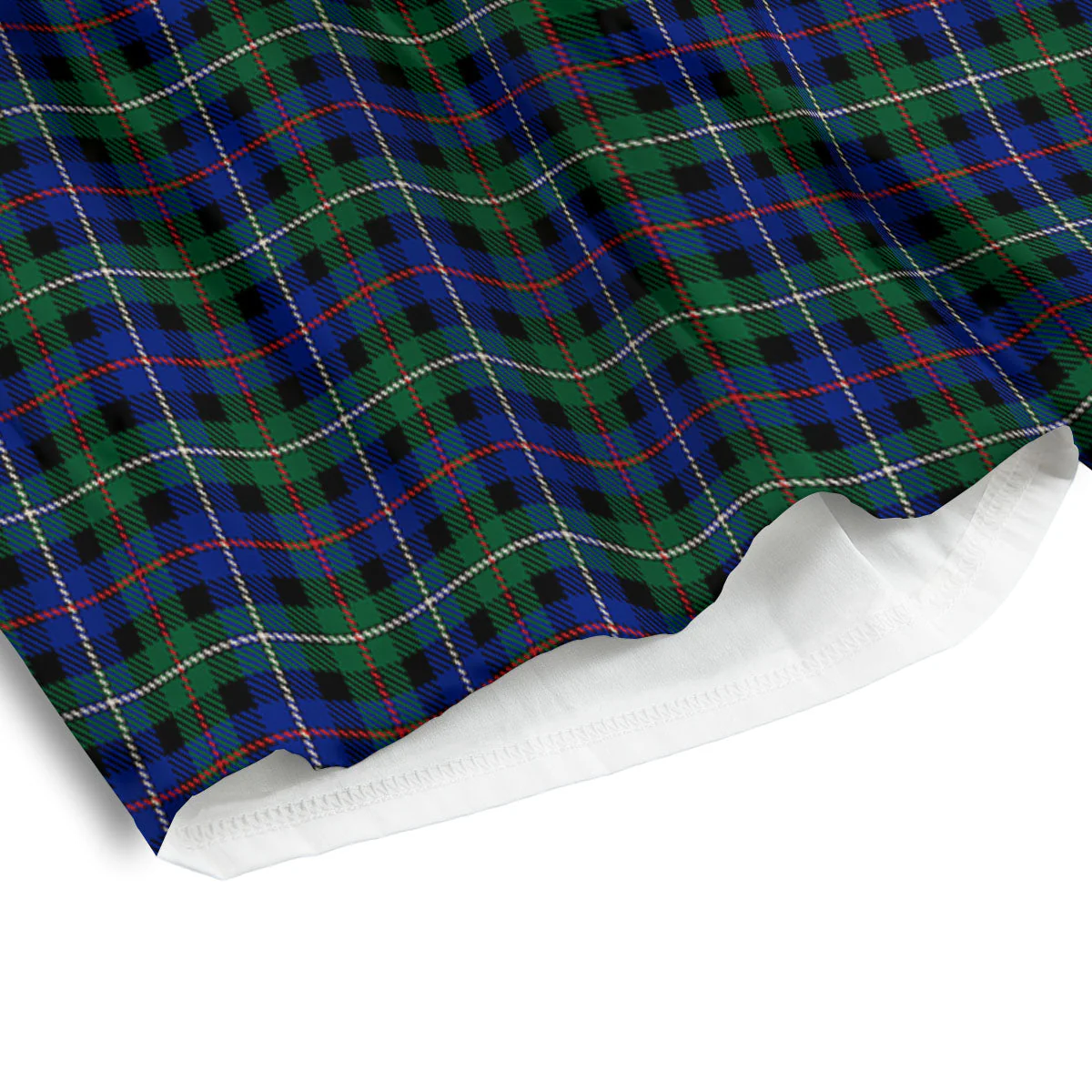 White Buffalo And Green Blue Plaid Print Men's Athletic Shorts - Image 4