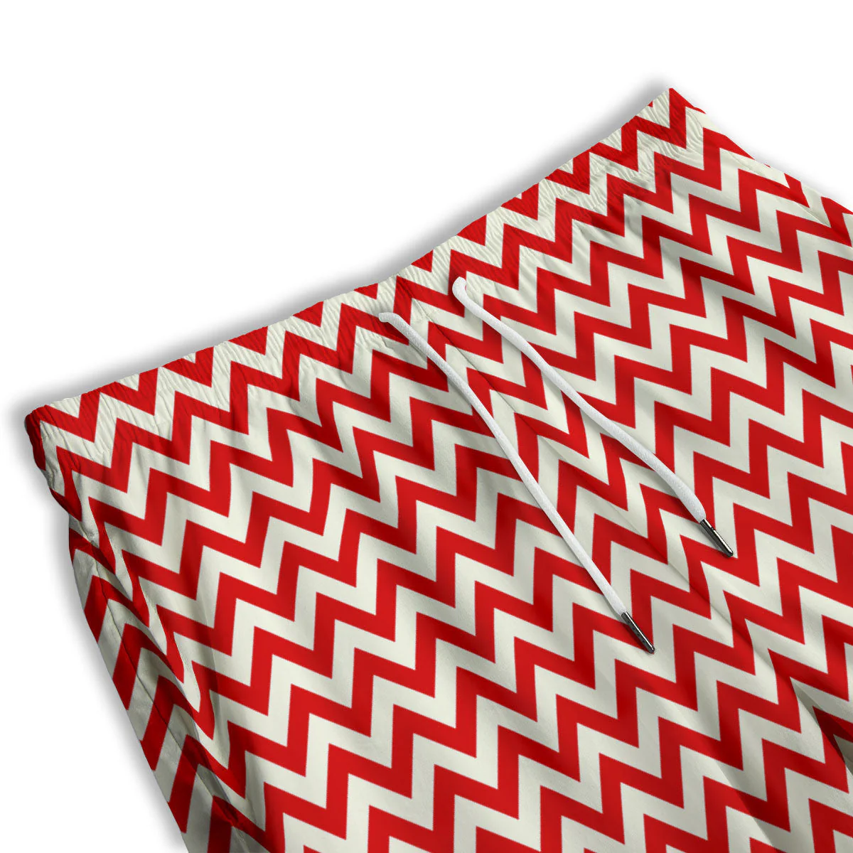 White Chevron And Beige Red Print Men's Athletic Shorts - Image 3