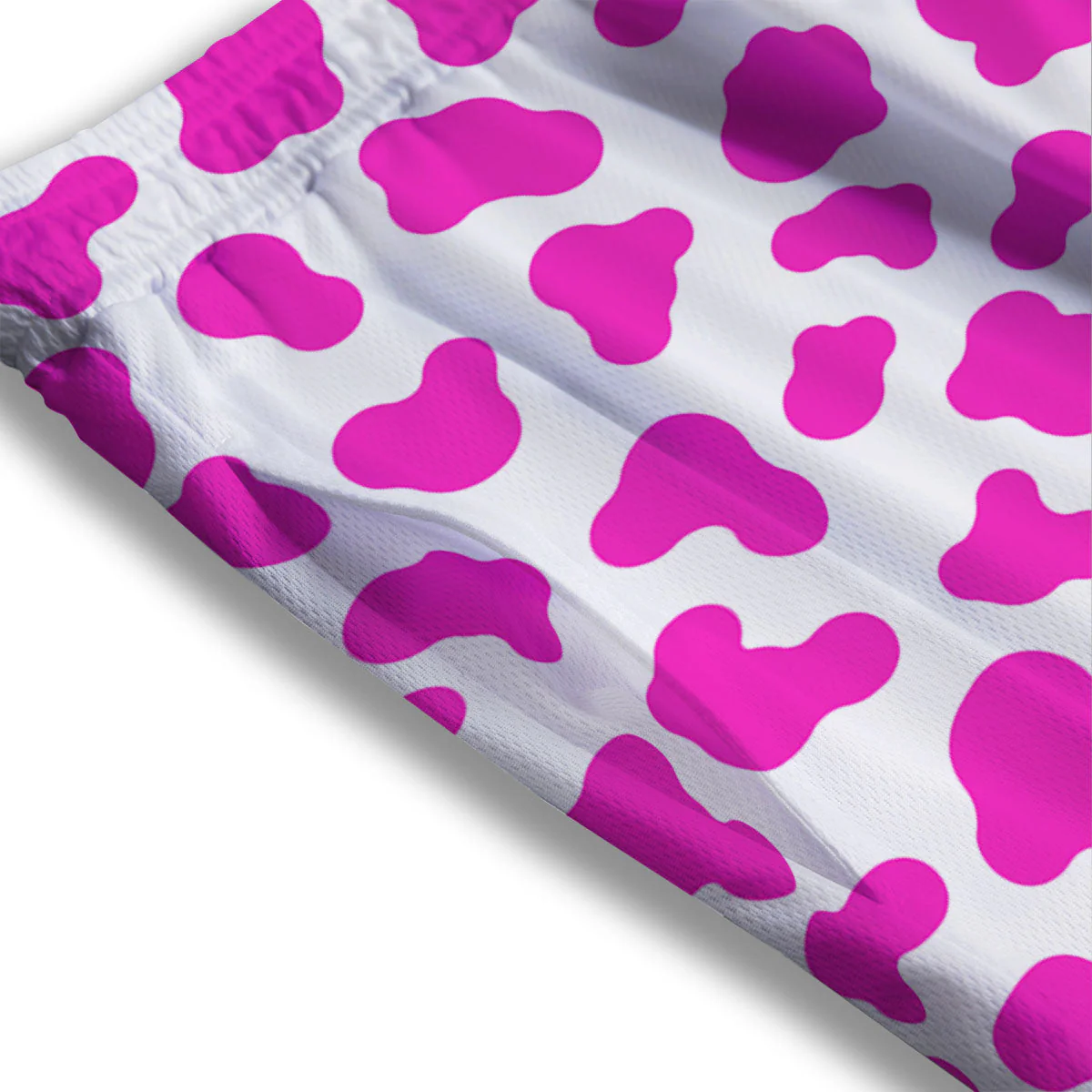 White Cow And Hot Pink Print Mesh Shorts - Image 3