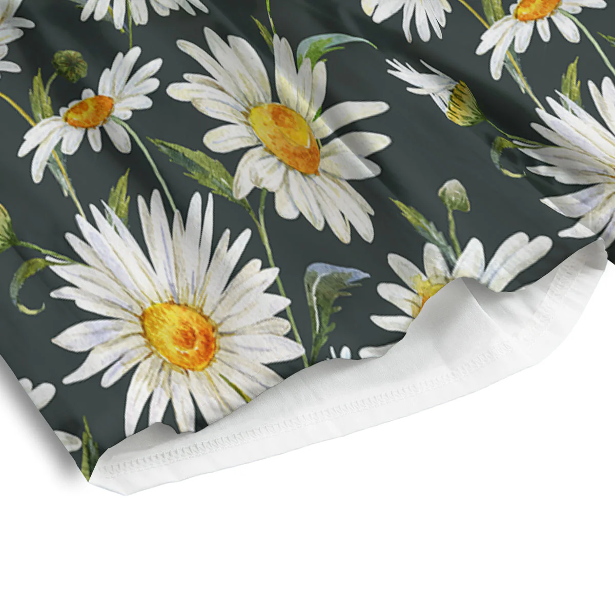 White Daisy Watercolor Print Pattern Men's Athletic Shorts - Image 4