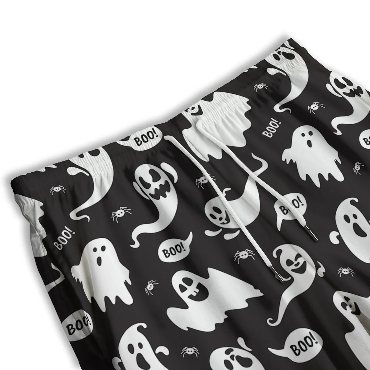 White Ghost Print Pattern Men's Athletic Shorts - Image 3