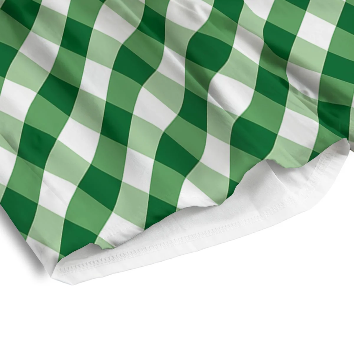 White Gingham And Green Shamrock Print Pattern Men's Athletic Shorts - Image 4