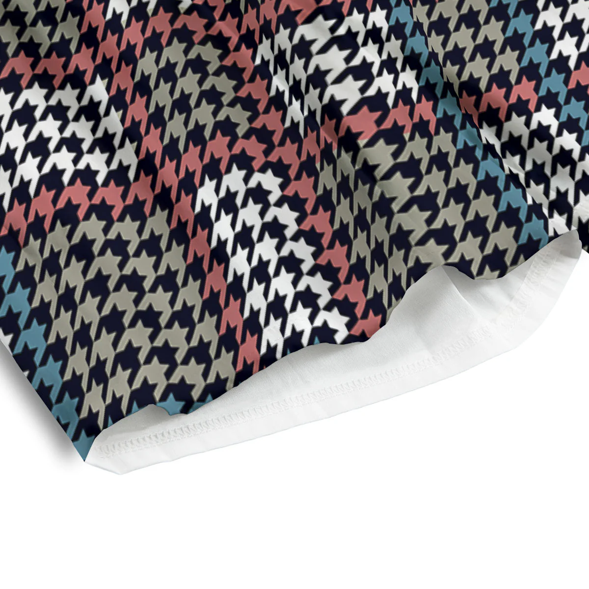White Houndstooth And Blue Red Print Men's Athletic Shorts - Image 4