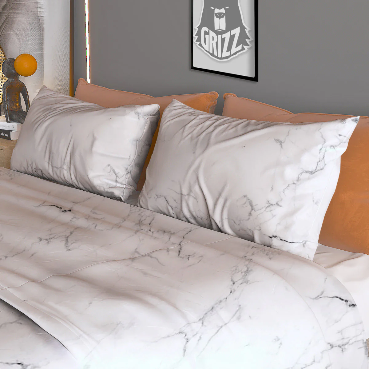 White Marble Pattern Duvet Cover Bedding Set - Image 3