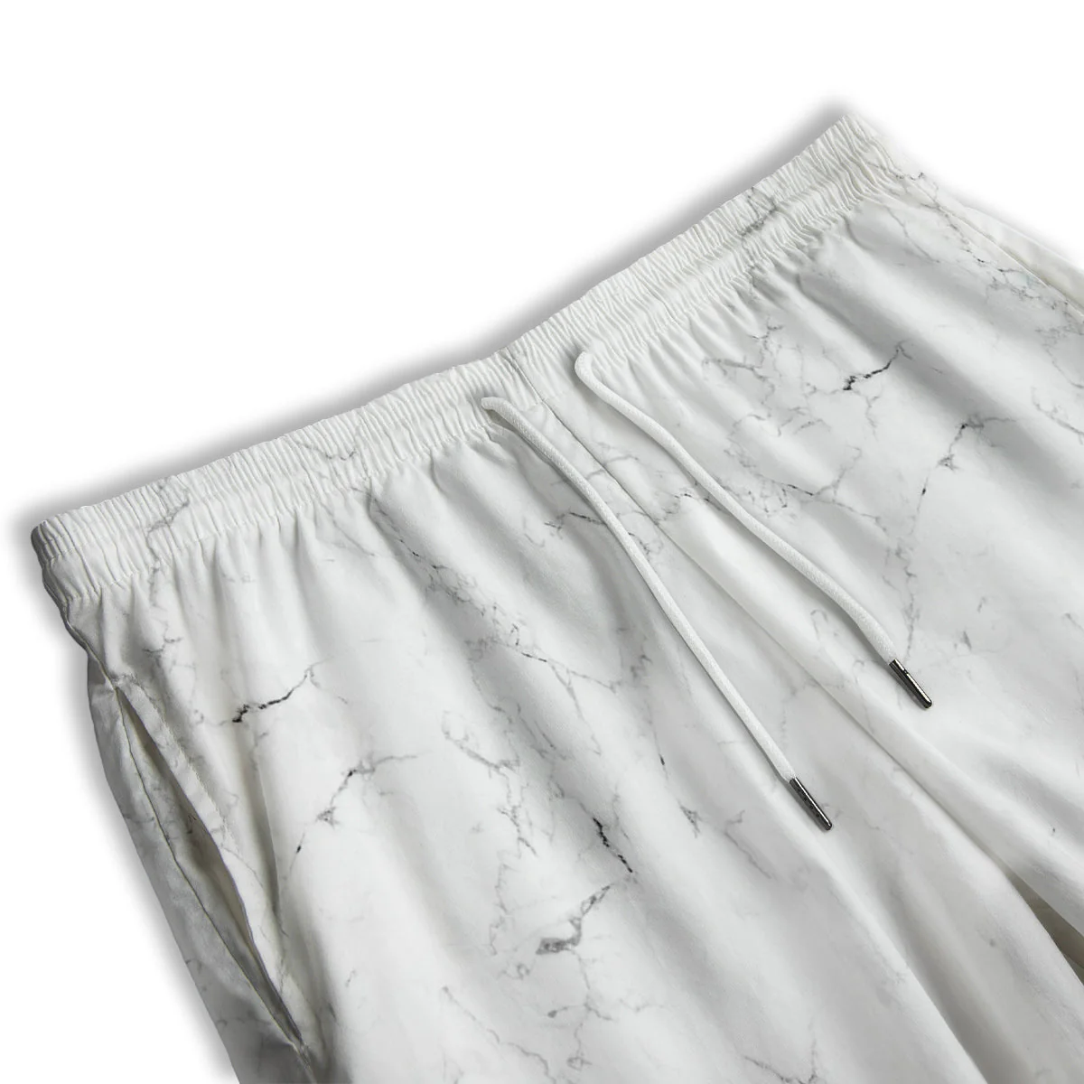 White Marble Pattern Men's Athletic Shorts - Image 3