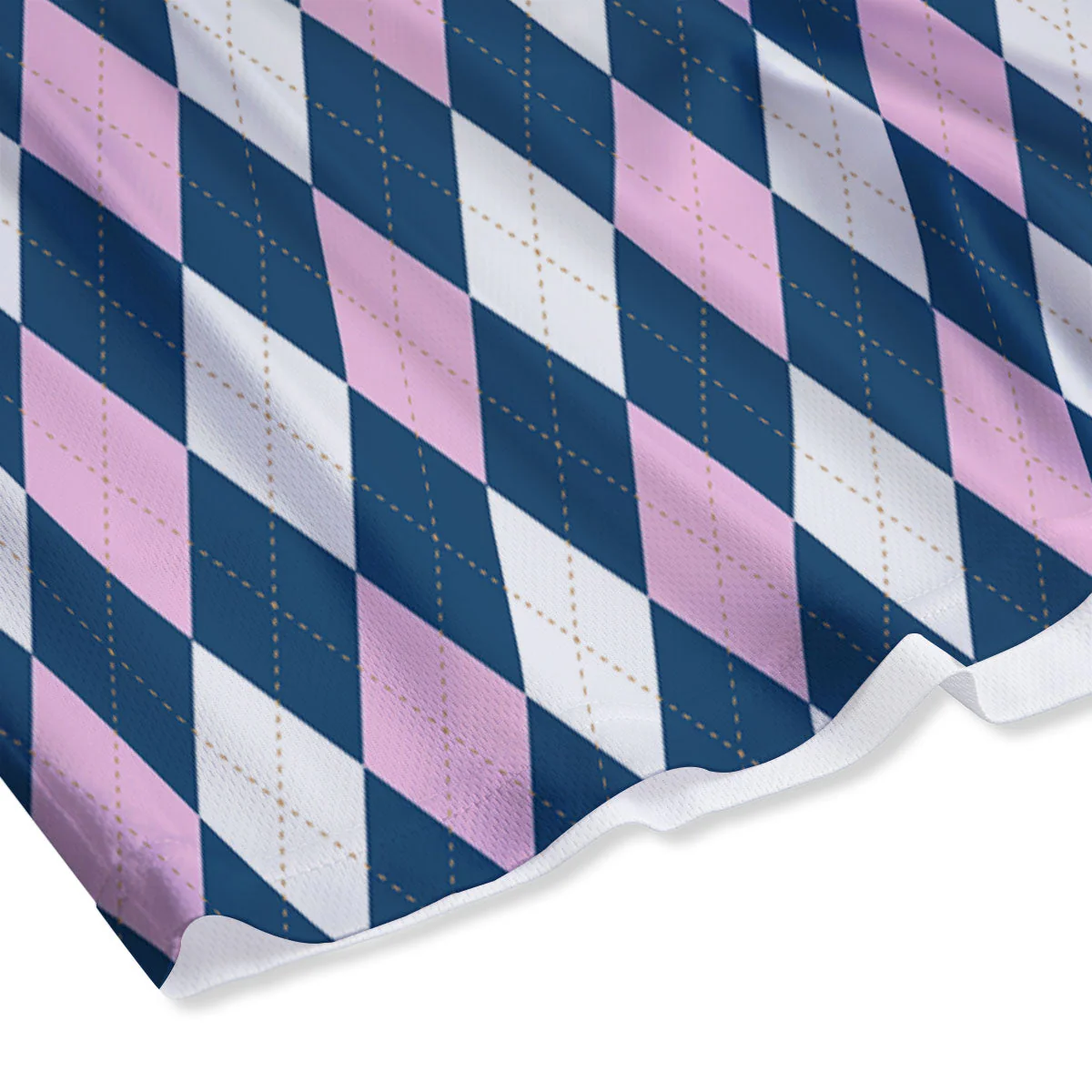 White Pink And Blue Argyle Print Pattern Mesh Shorts - Image 4