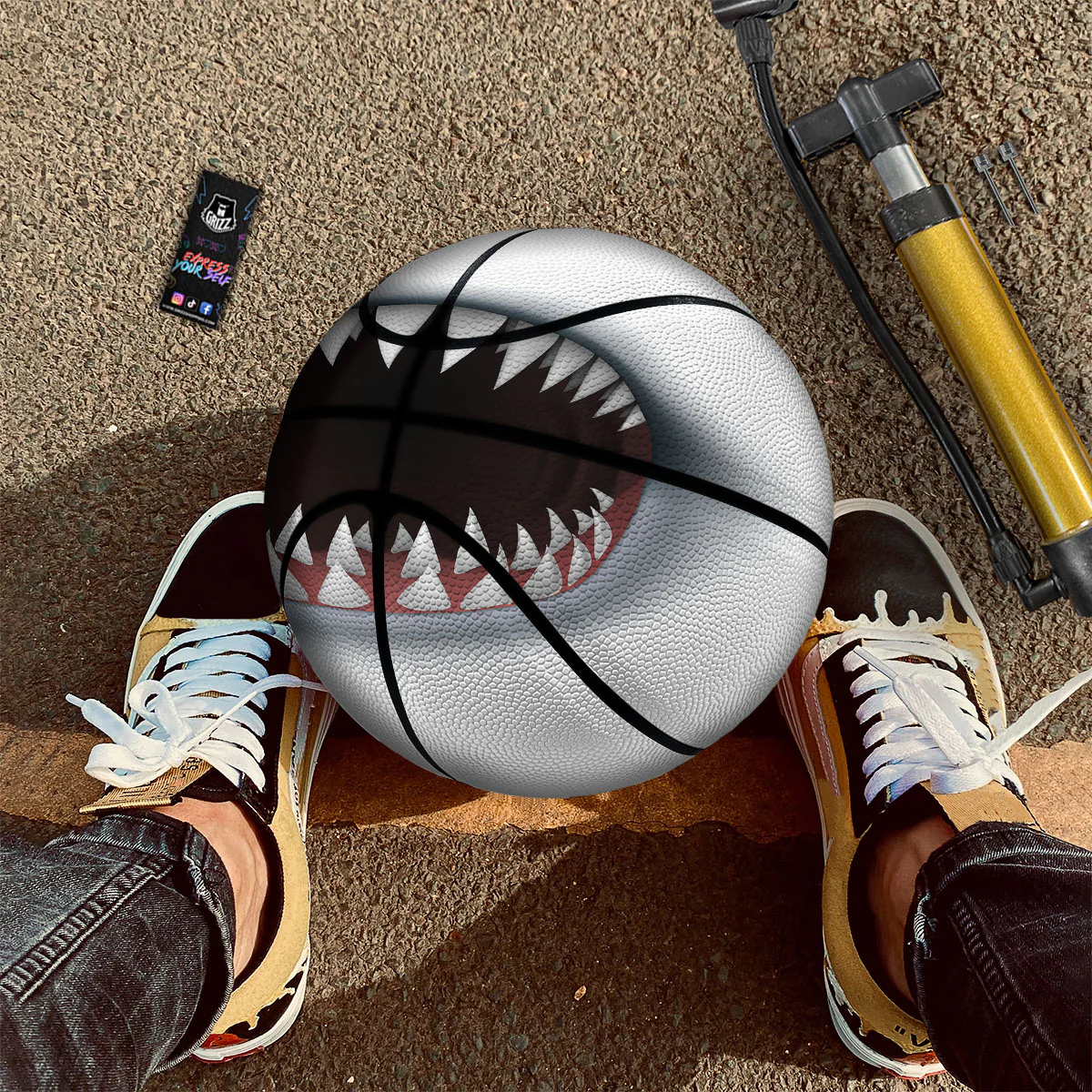 White Shark Open Mouth Print Basketball - Image 2