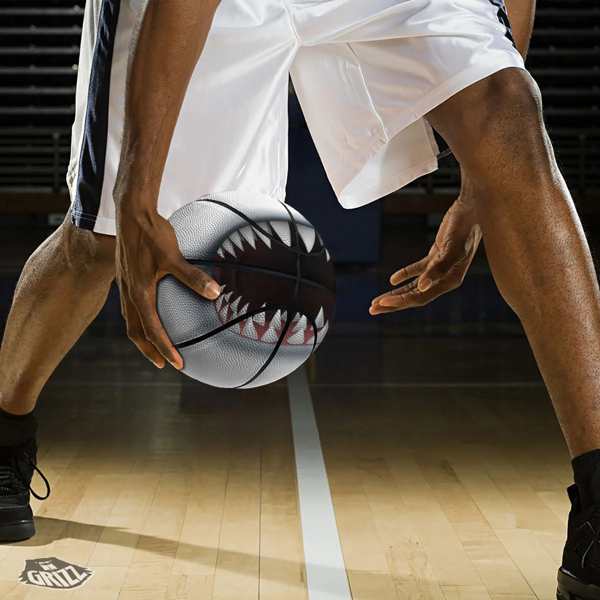 White Shark Open Mouth Print Basketball - Image 3
