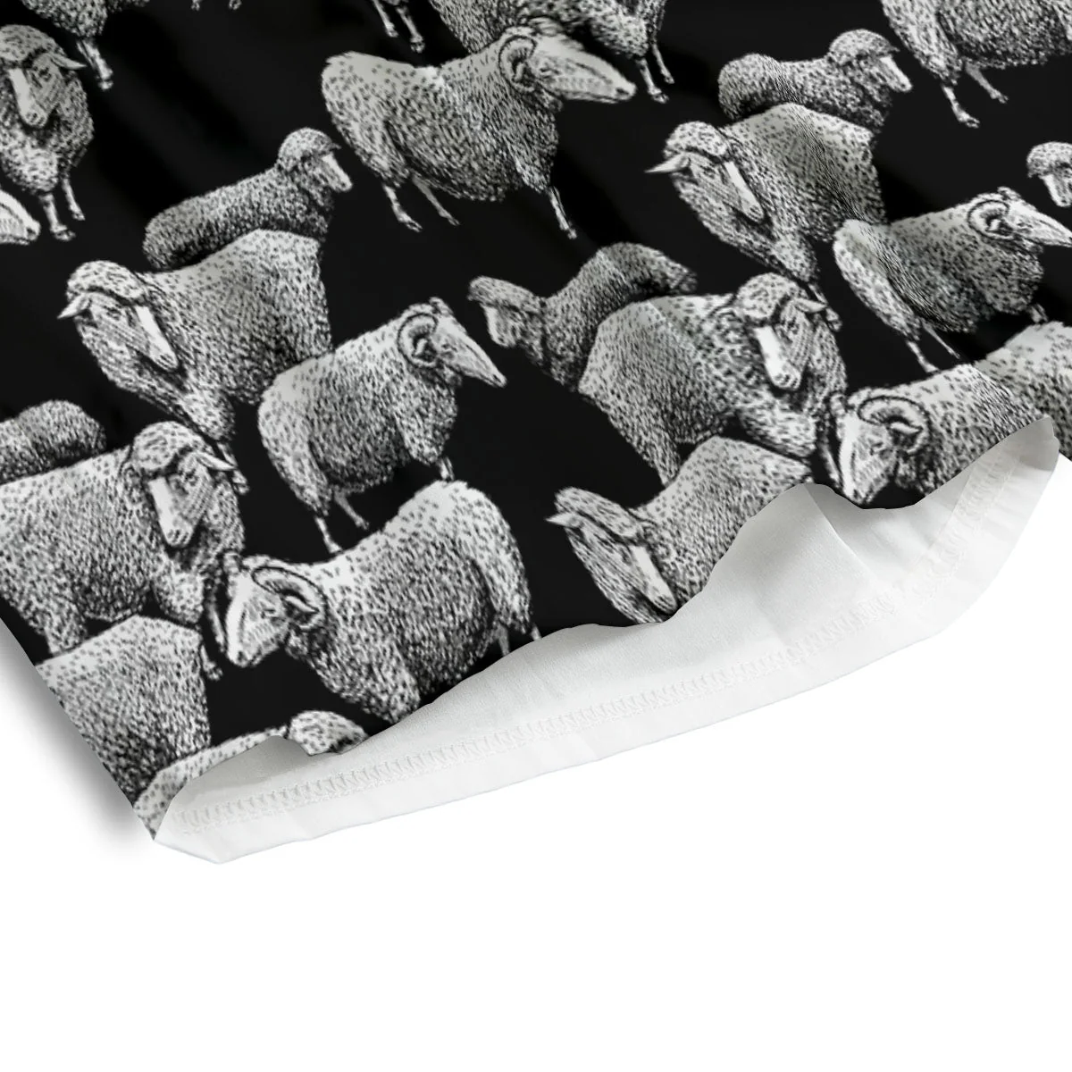 White Sheep And Black Print Pattern Men's Athletic Shorts - Image 4