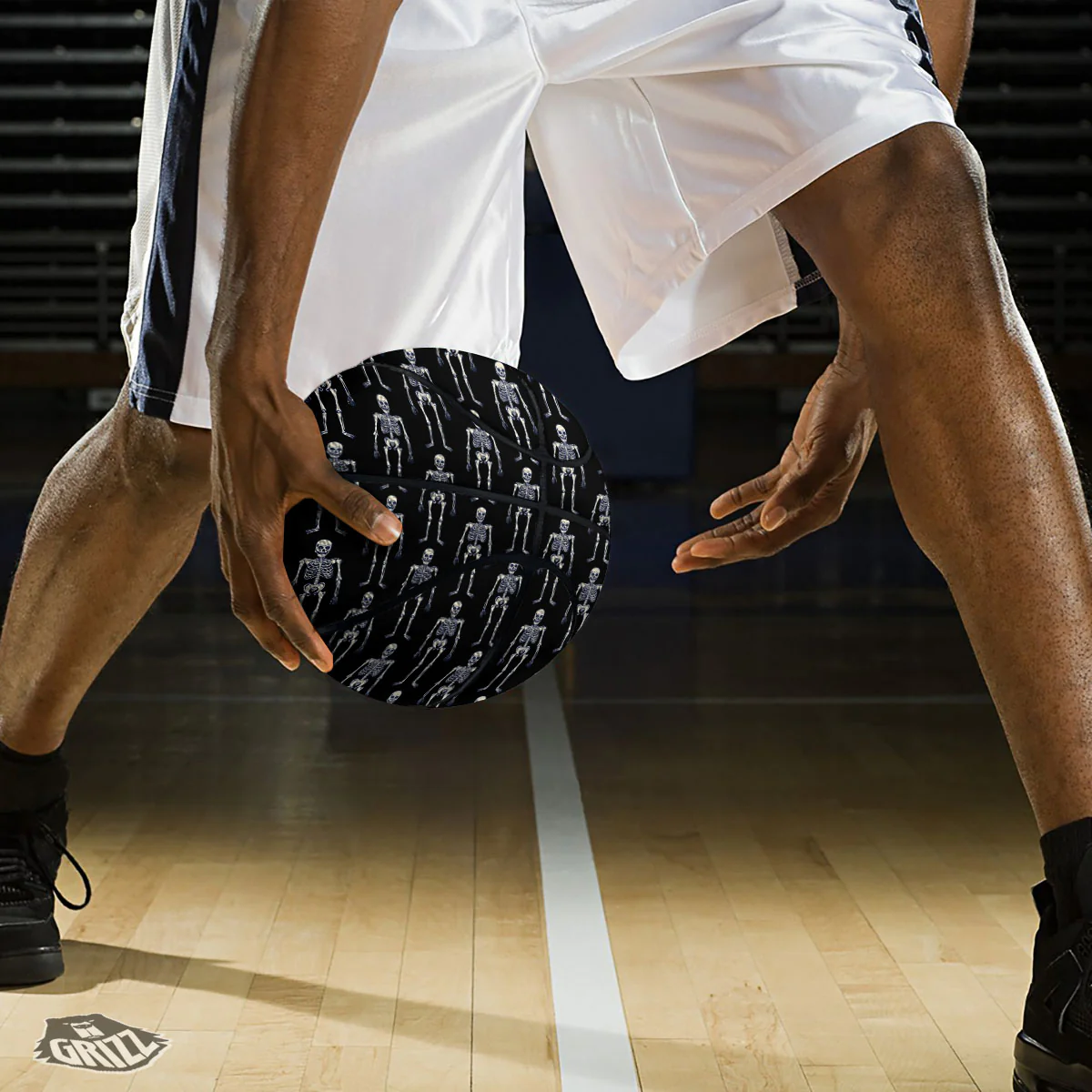 White Skeleton And Black Print Pattern Basketball - Image 3