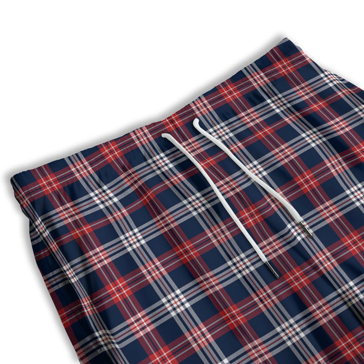 White Tartan And Blue Red Print Pattern Men's Athletic Shorts - Image 3