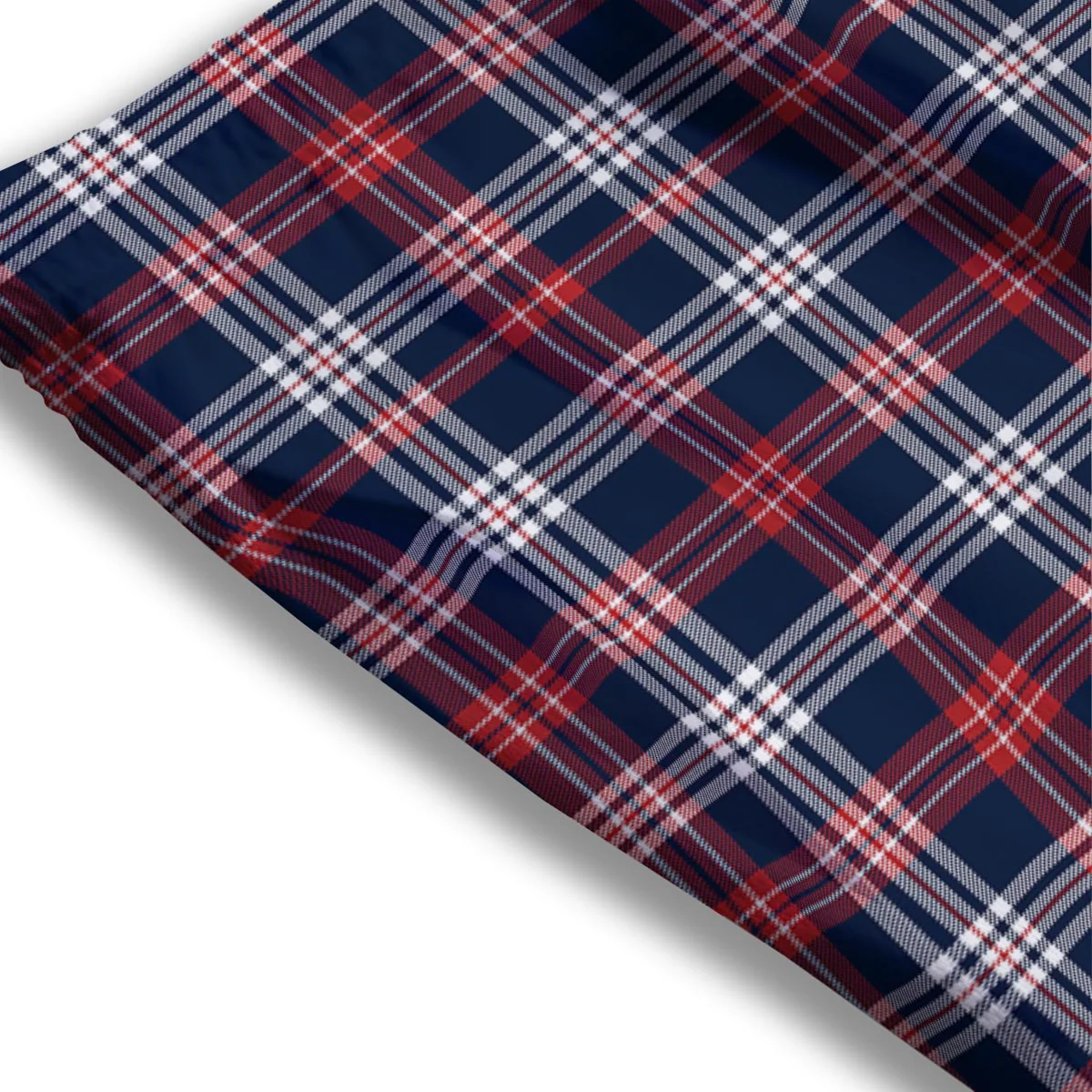 White Tartan And Blue Red Print Pattern Mesh Shorts - Image 3
