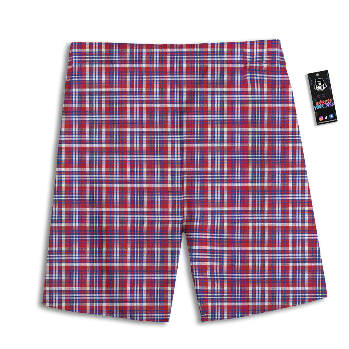 White USA Plaid And Blue Red Print Men's Athletic Shorts - Image 2