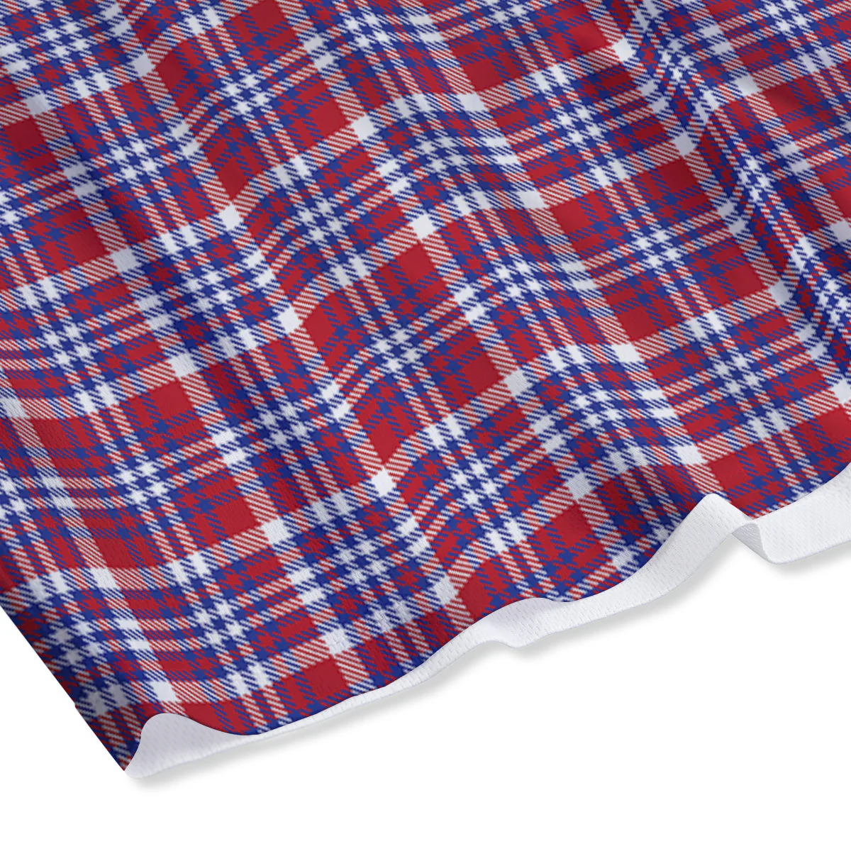 White USA Plaid And Blue Red Print Mesh Shorts - Image 4