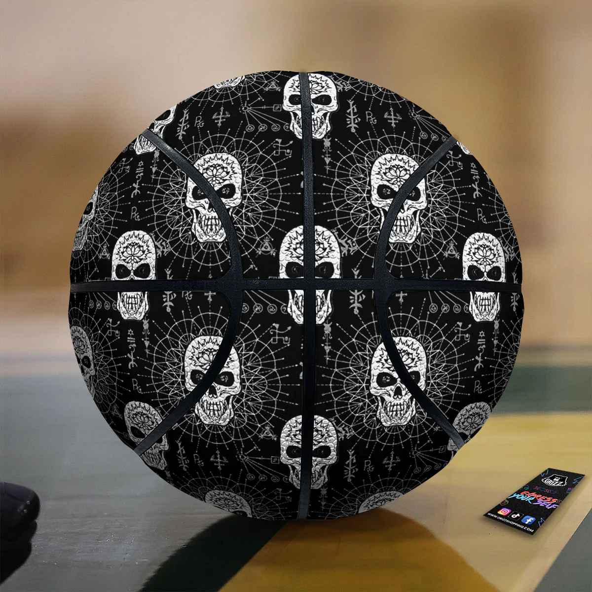 Wicca Evil Skull White And Black Print Basketball