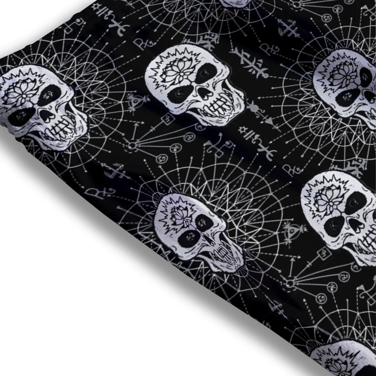 Wicca Evil Skull White And Black Print Mesh Shorts - Image 3
