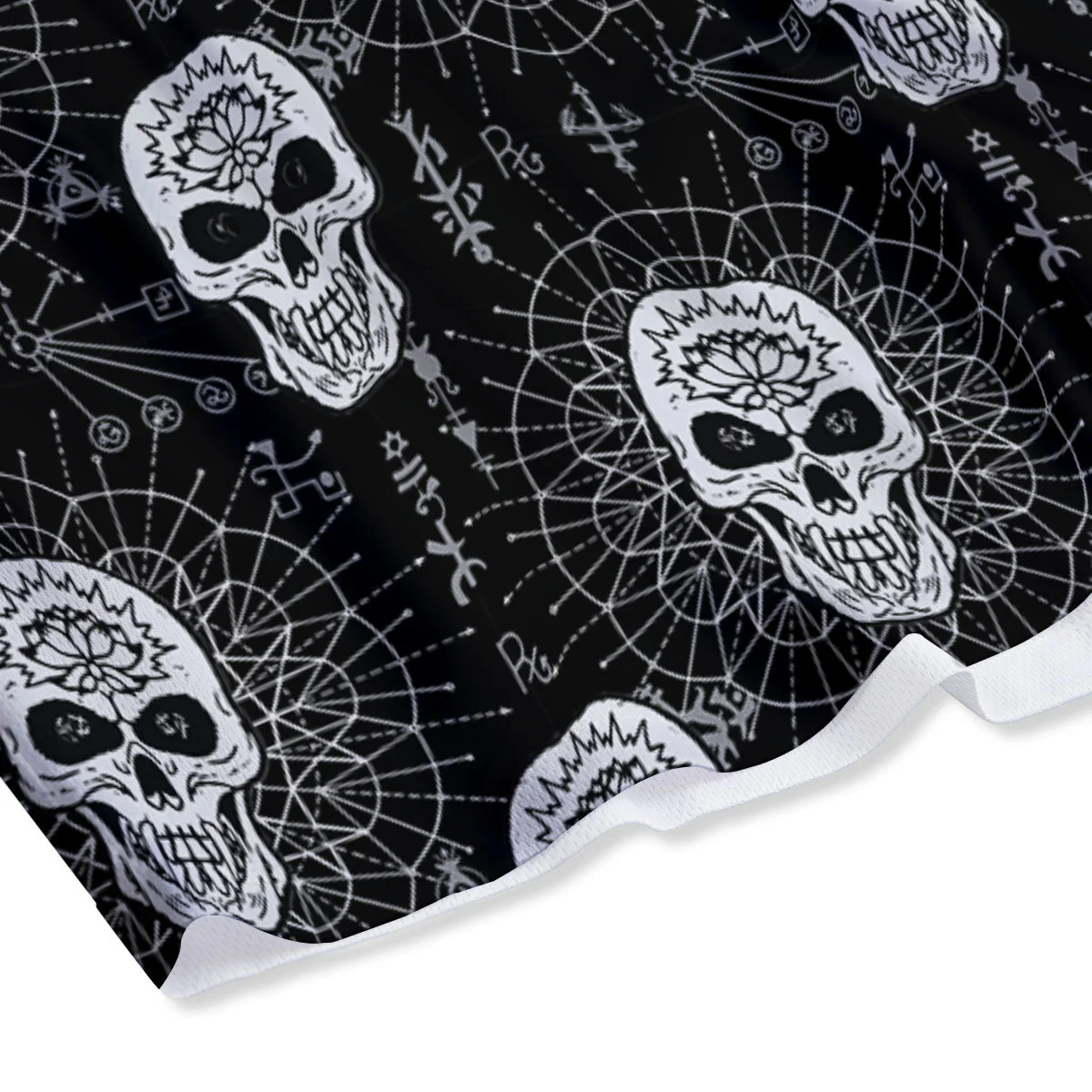 Wicca Evil Skull White And Black Print Mesh Shorts - Image 4