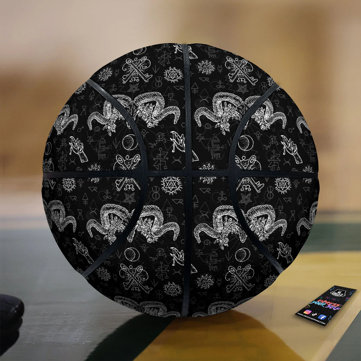 Wicca Gothic White And Black Print Basketball
