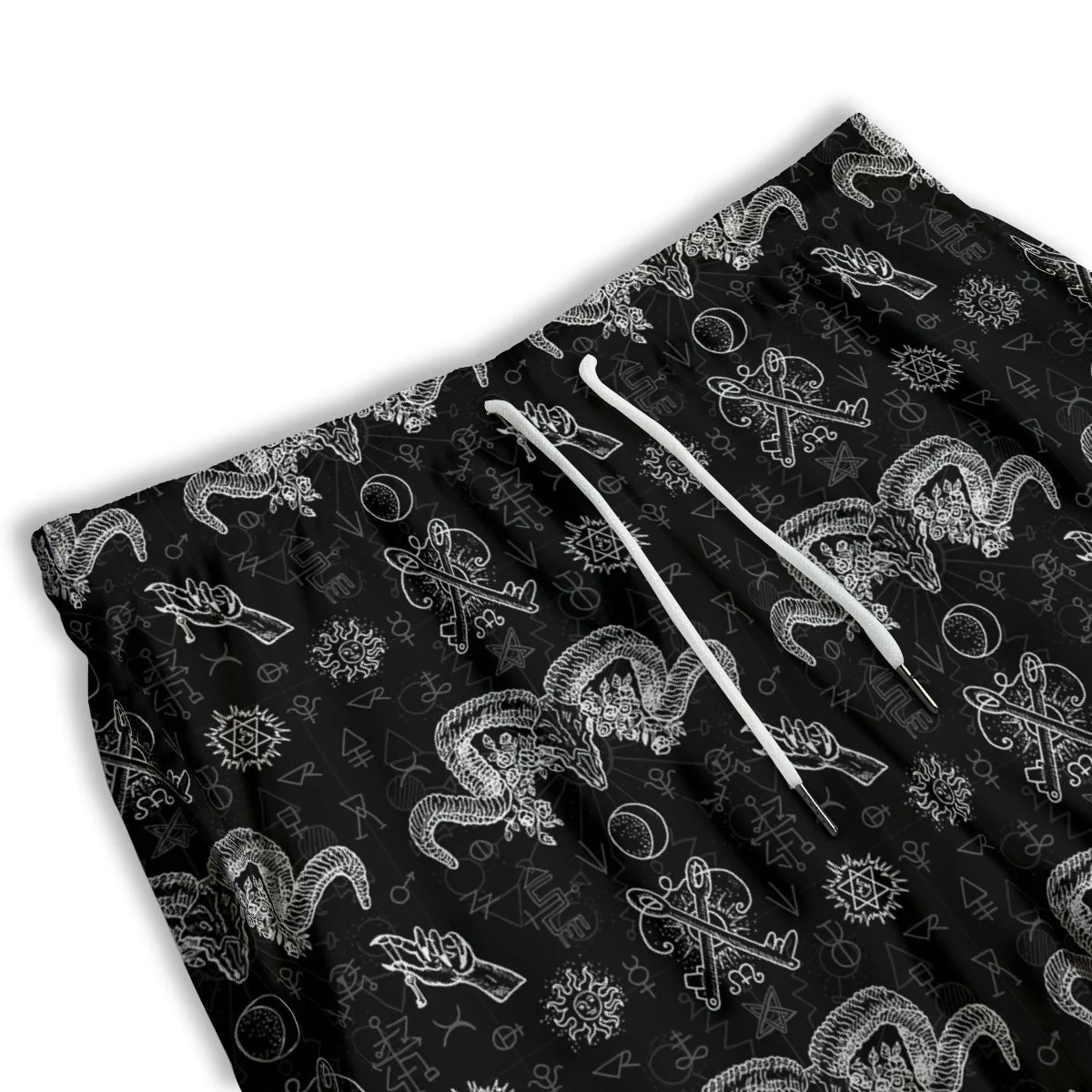 Wicca Gothic White And Black Print Men's Athletic Shorts - Image 3