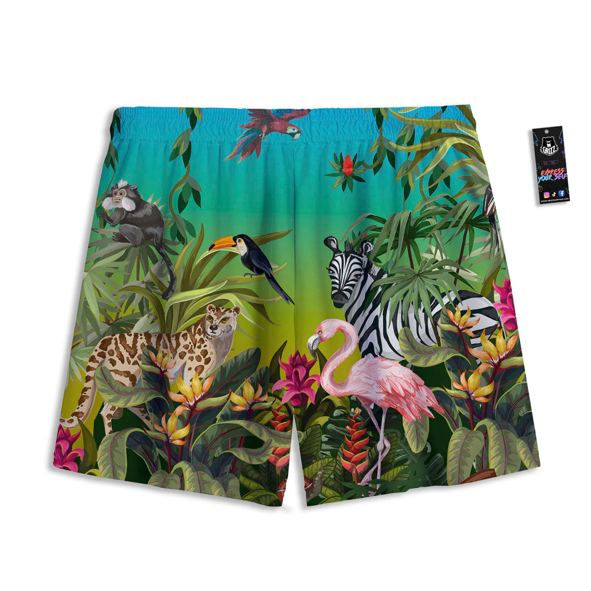 Wild Animals Jungle Print Mesh Shorts - Image 2