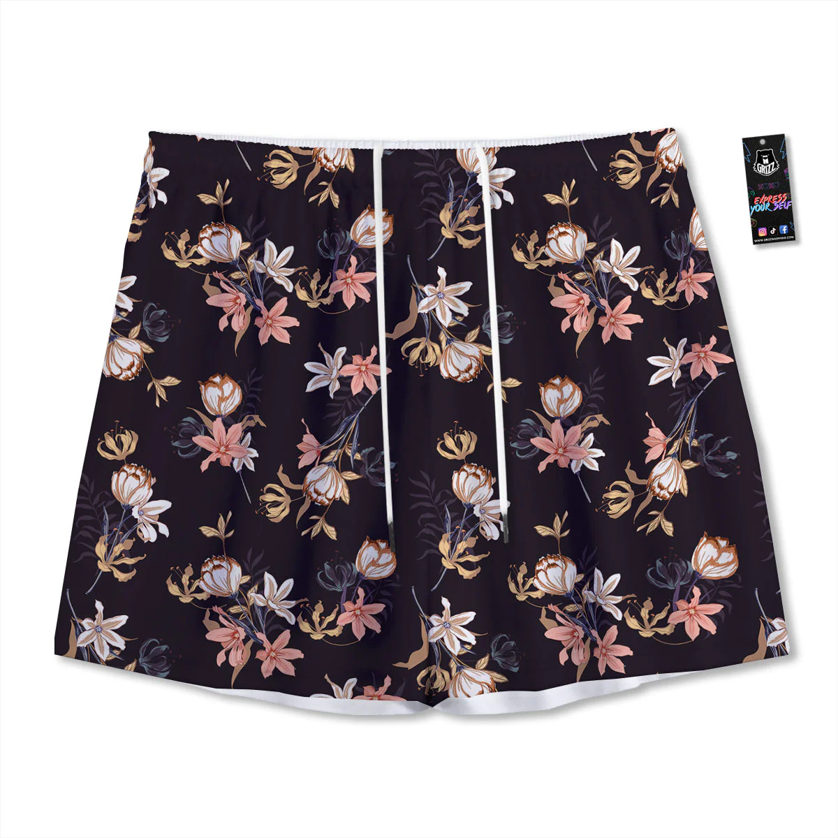 Wild Flower Print Pattern Mesh Shorts