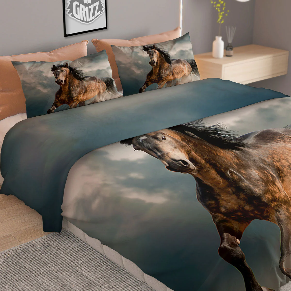 Wild Horses Running Print Duvet Cover Bedding Set - Image 2
