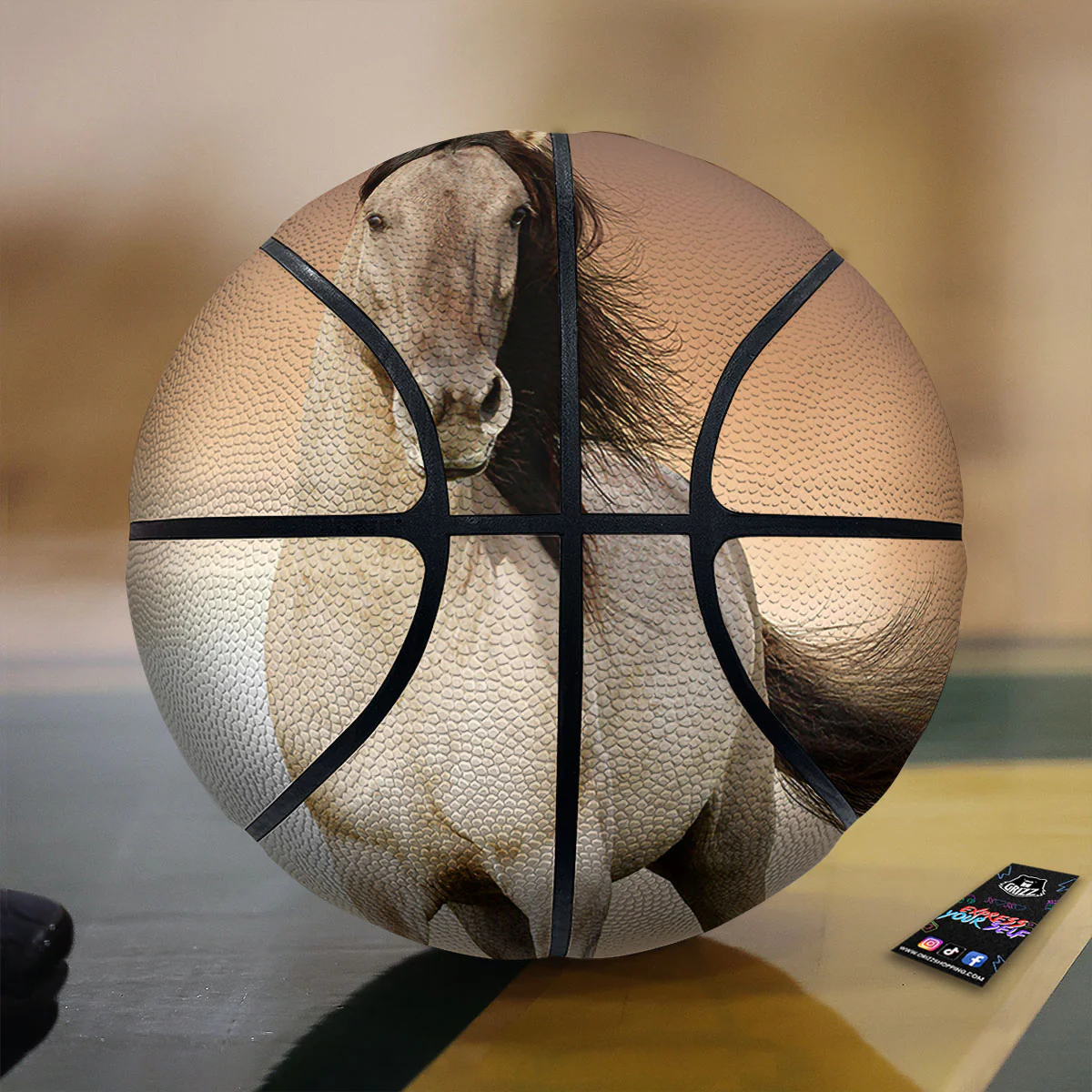 Wild Stallion Horse Running Print Basketball