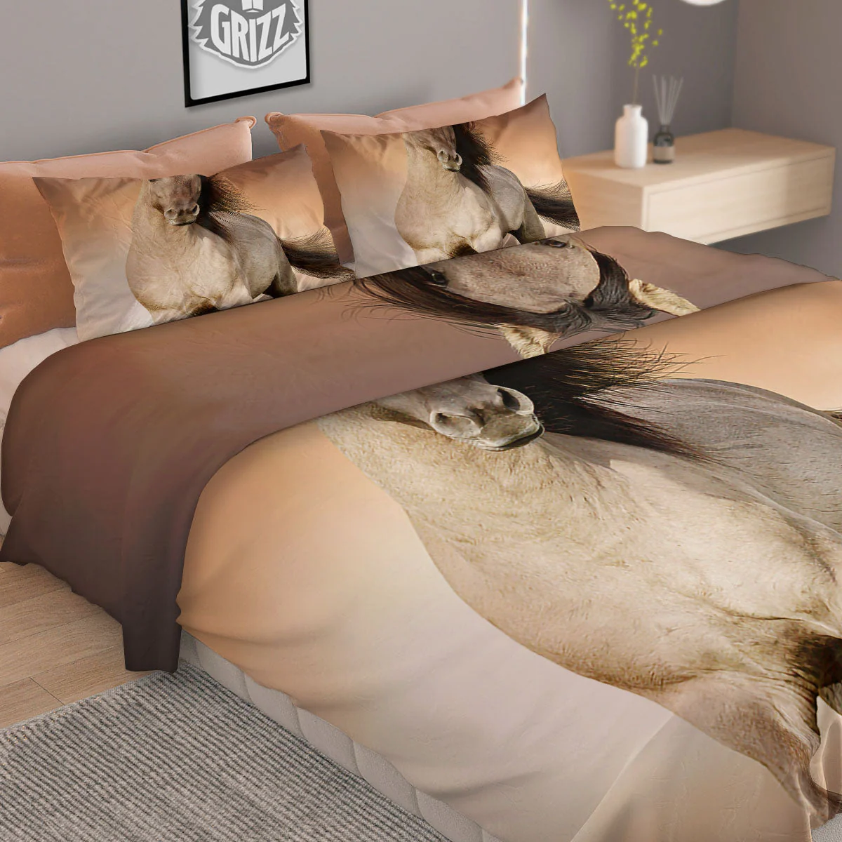 Wild Stallion Horse Running Print Duvet Cover Bedding Set - Image 2
