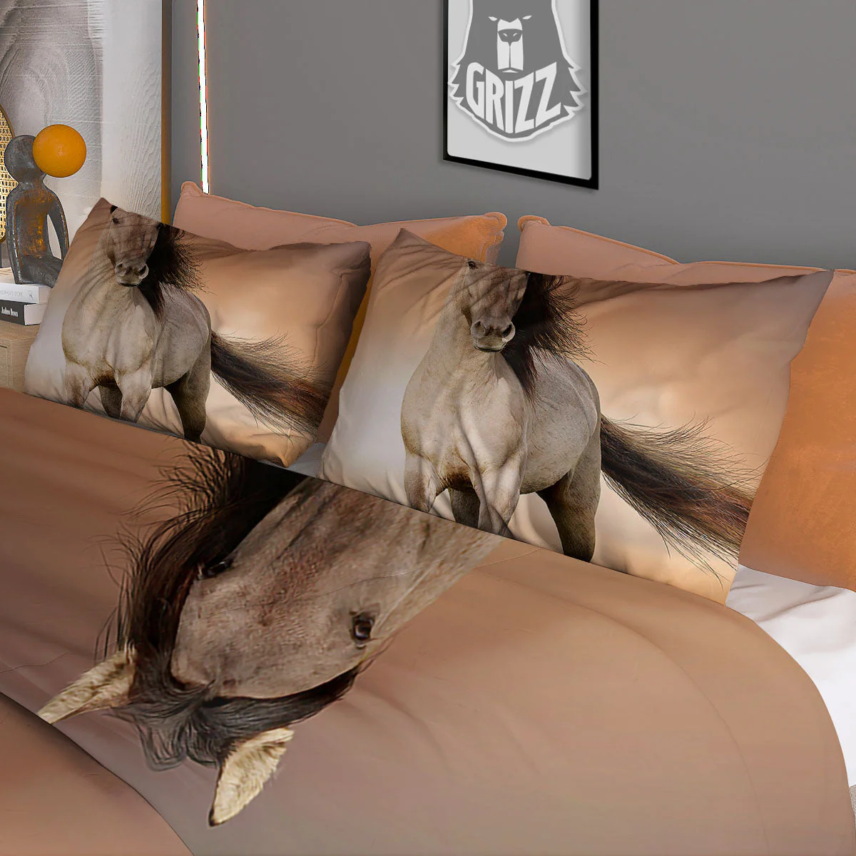 Wild Stallion Horse Running Print Duvet Cover Bedding Set - Image 3