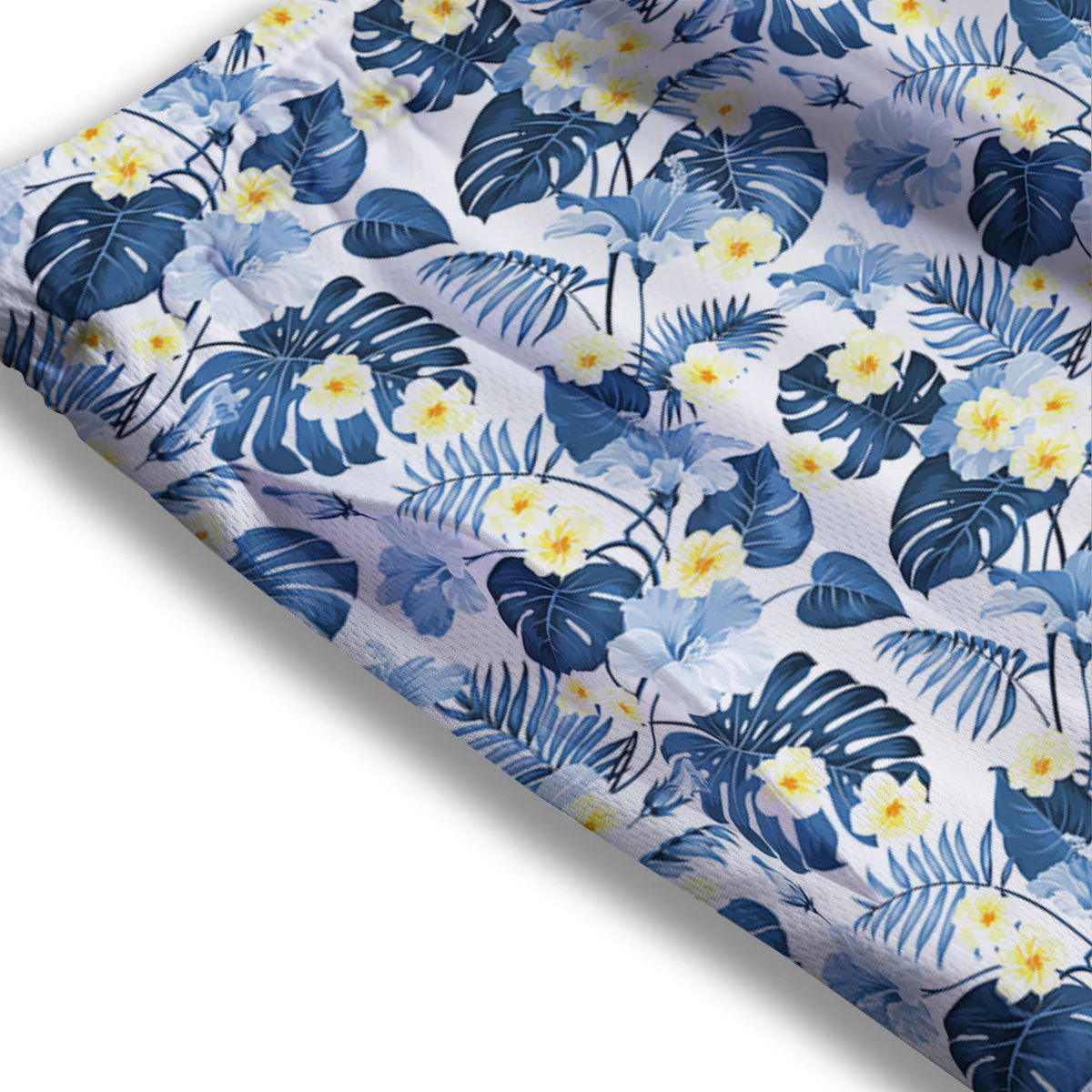 Wildflowers Blue Hawaiian Print Pattern Mesh Shorts - Image 3