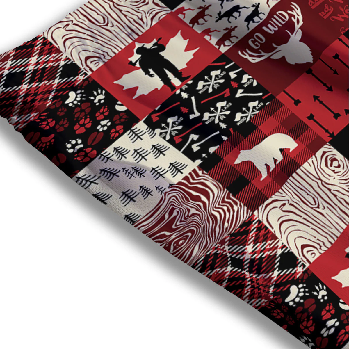 Wildlife Red Plaid Print Pattern Mesh Shorts - Image 3