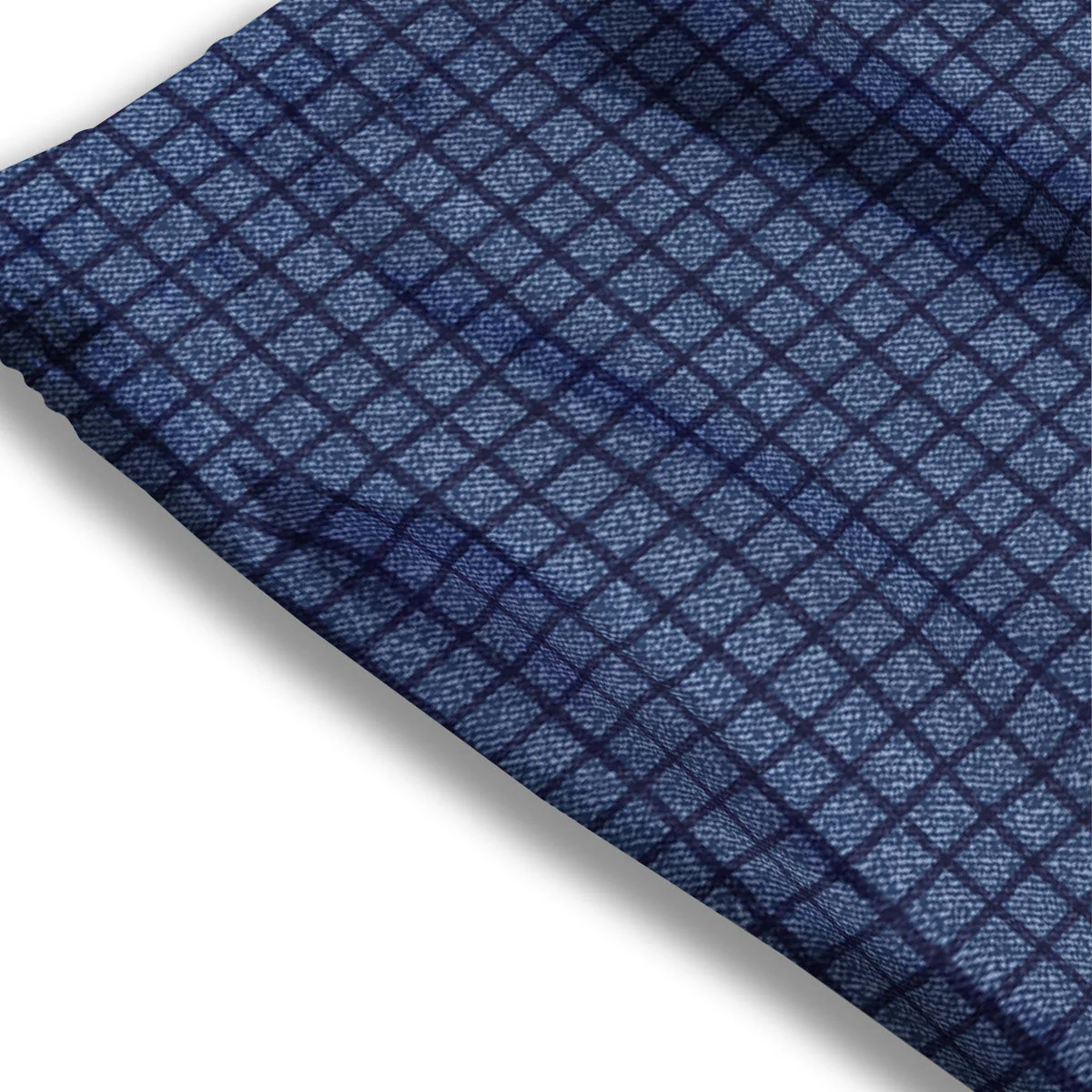 Windowpane Denim Print Pattern Mesh Shorts - Image 3