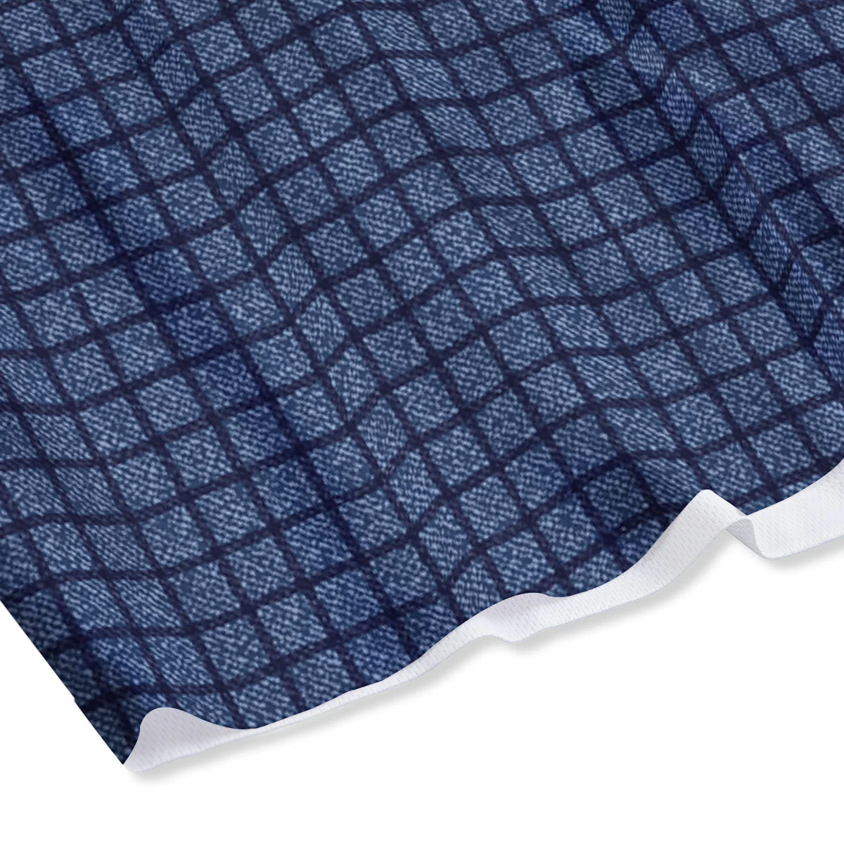 Windowpane Denim Print Pattern Mesh Shorts - Image 4