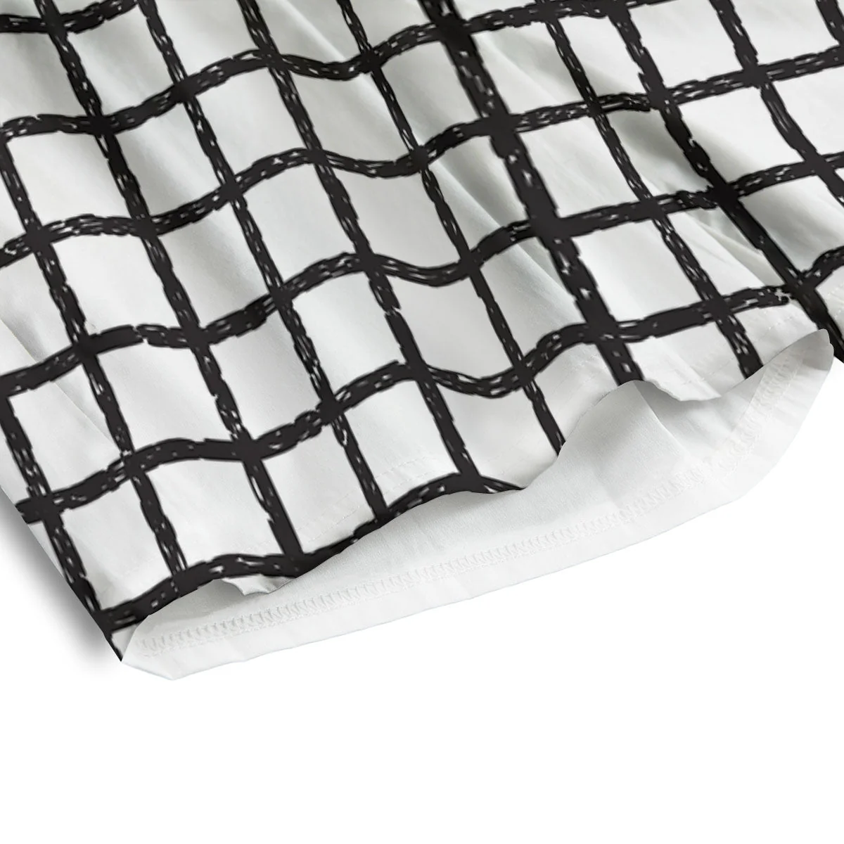 Windowpane White And Black Print Pattern Men's Athletic Shorts - Image 4