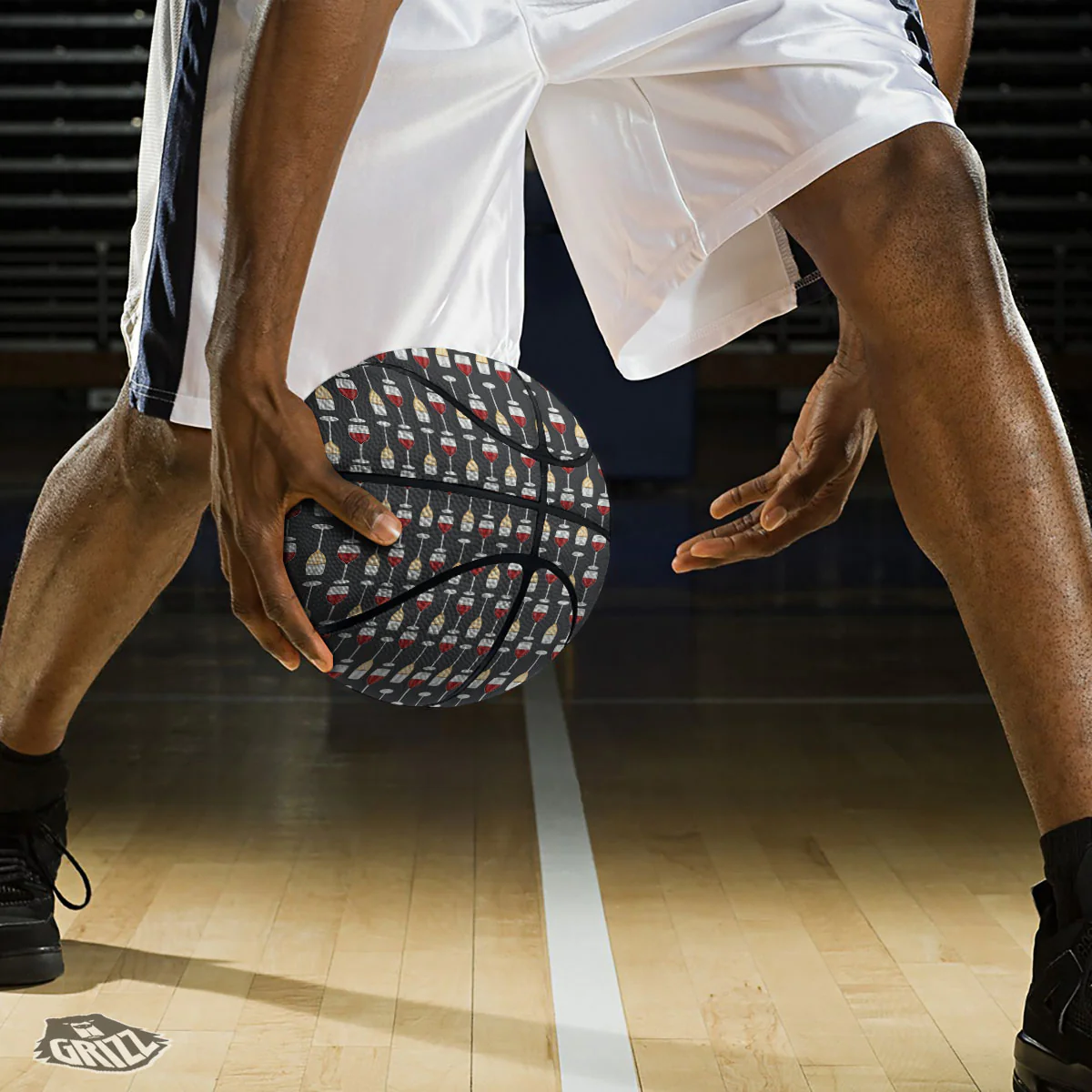 Wine Glasses Print Pattern Basketball - Image 3