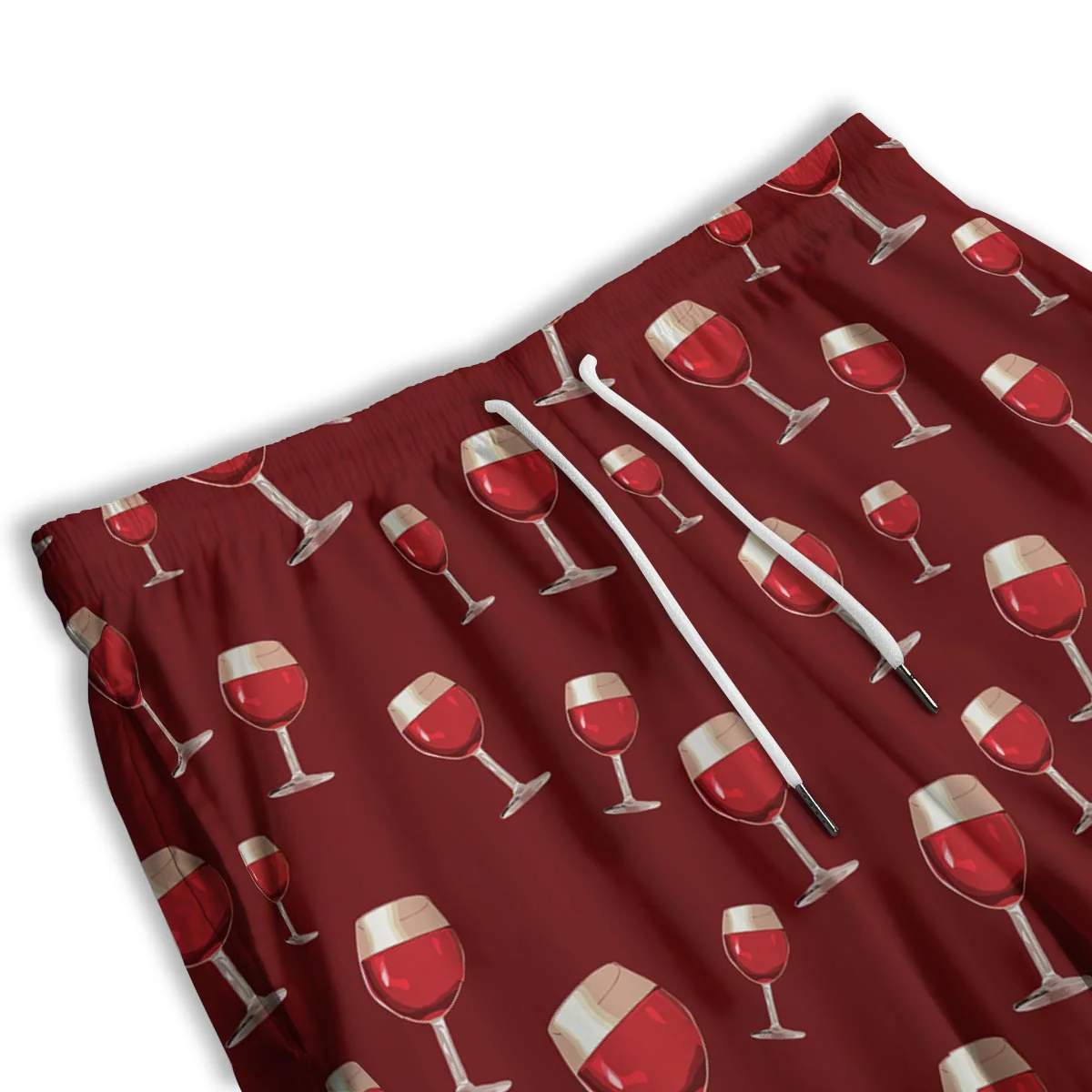 Wine Red Print Pattern Men's Athletic Shorts - Image 3