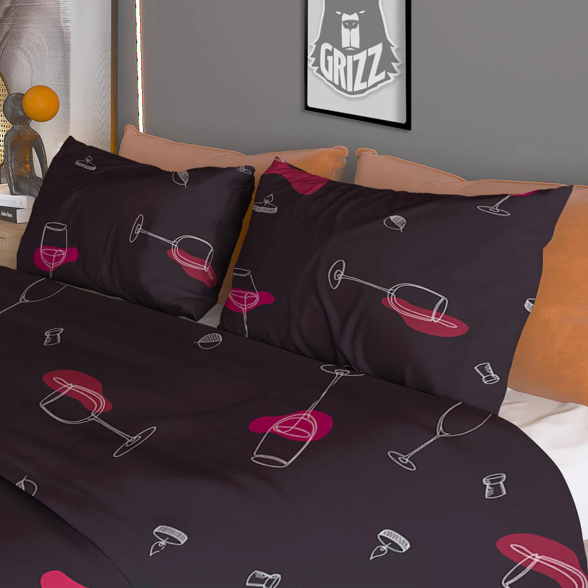 Wine Splash Print Pattern Duvet Cover Bedding Set - Image 3