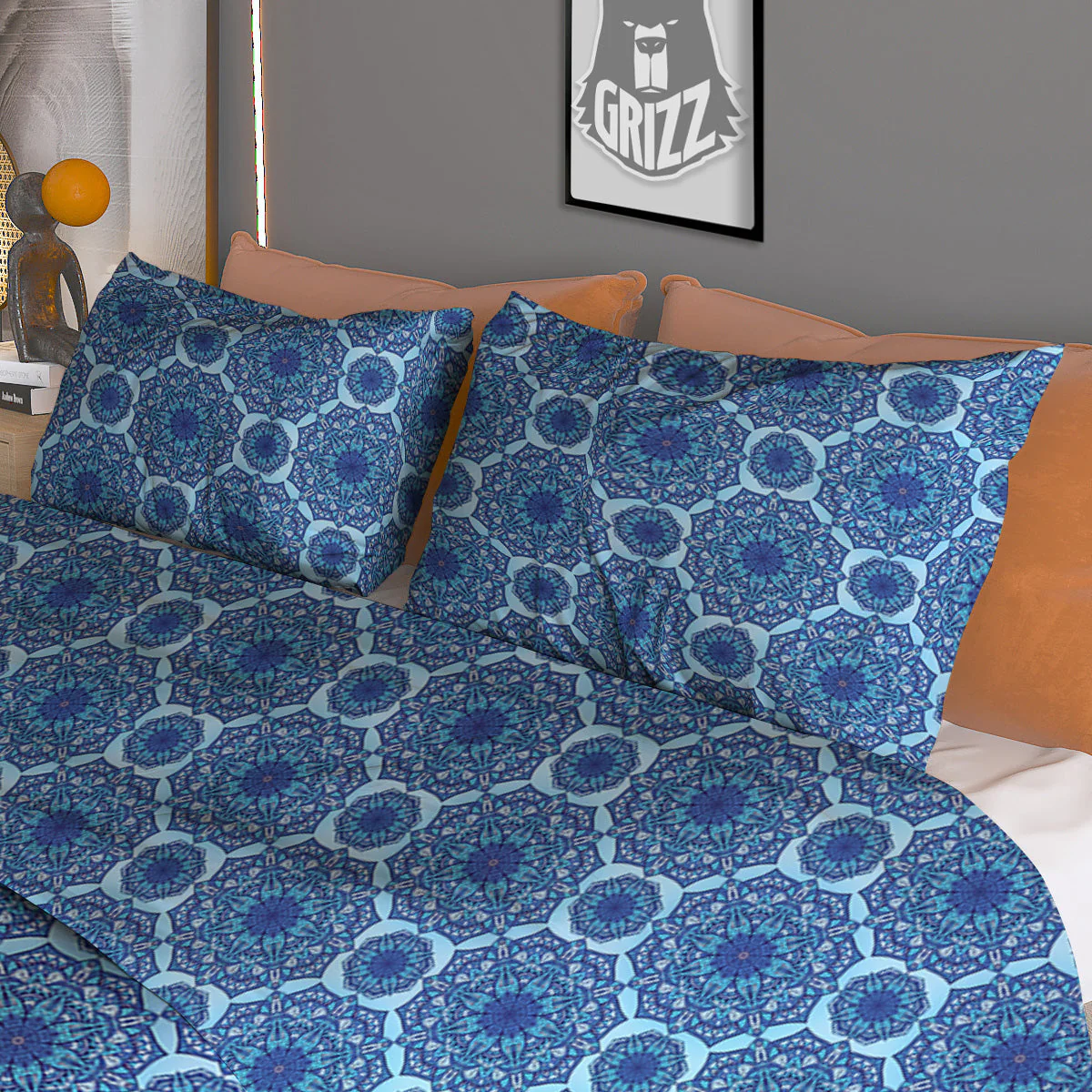 Winter Mandala Blue Print Duvet Cover Bedding Set - Image 3