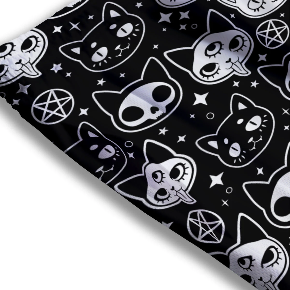 Witch And Ghost Black White Print Pattern Mesh Shorts - Image 3