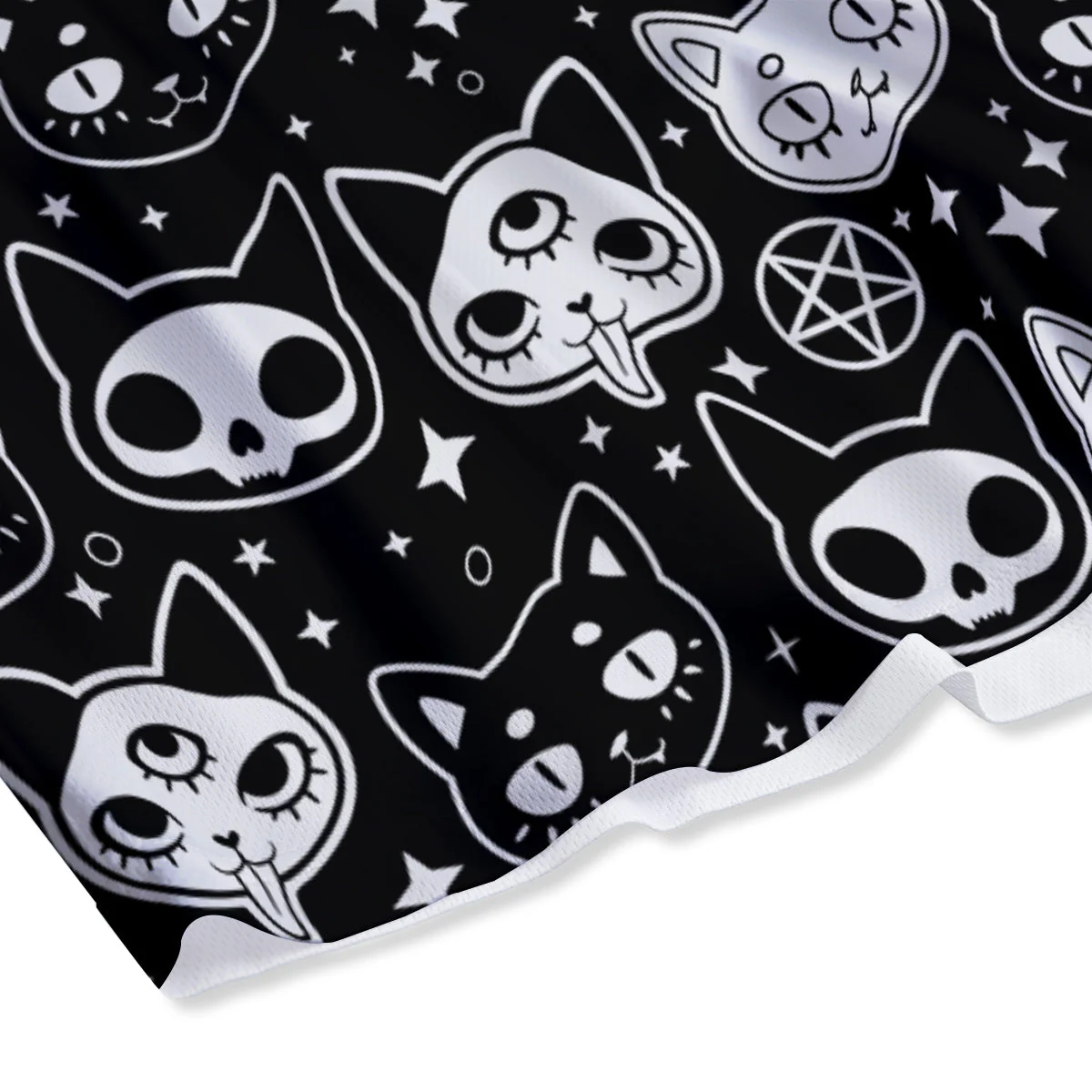 Witch And Ghost Black White Print Pattern Mesh Shorts - Image 4