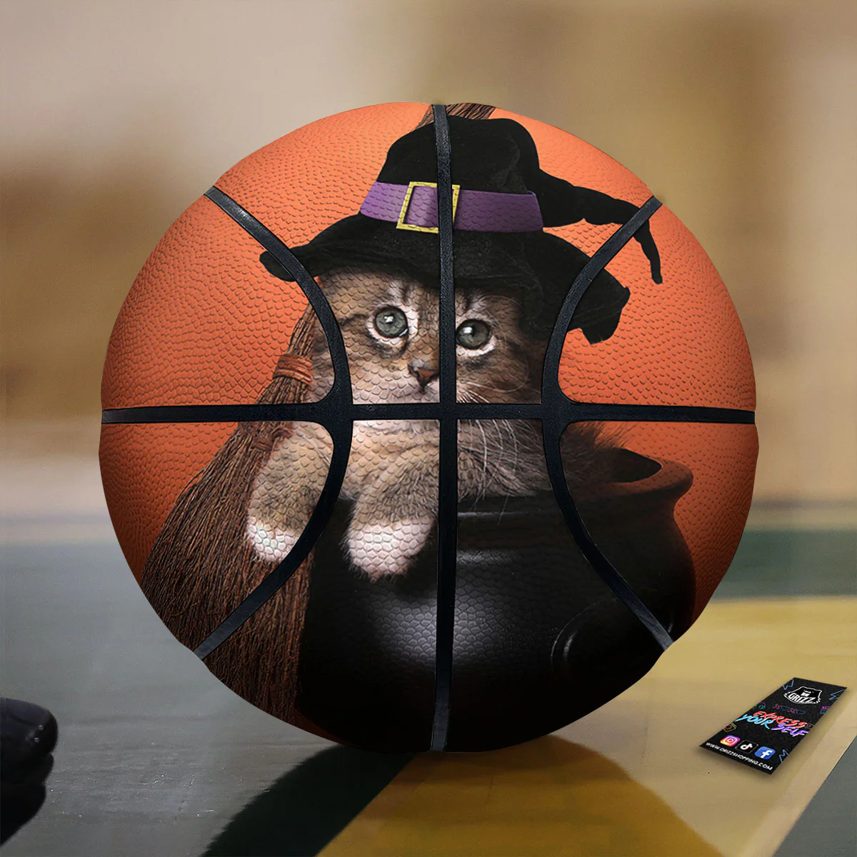 Witch Cat Halloween Cute Print Basketball