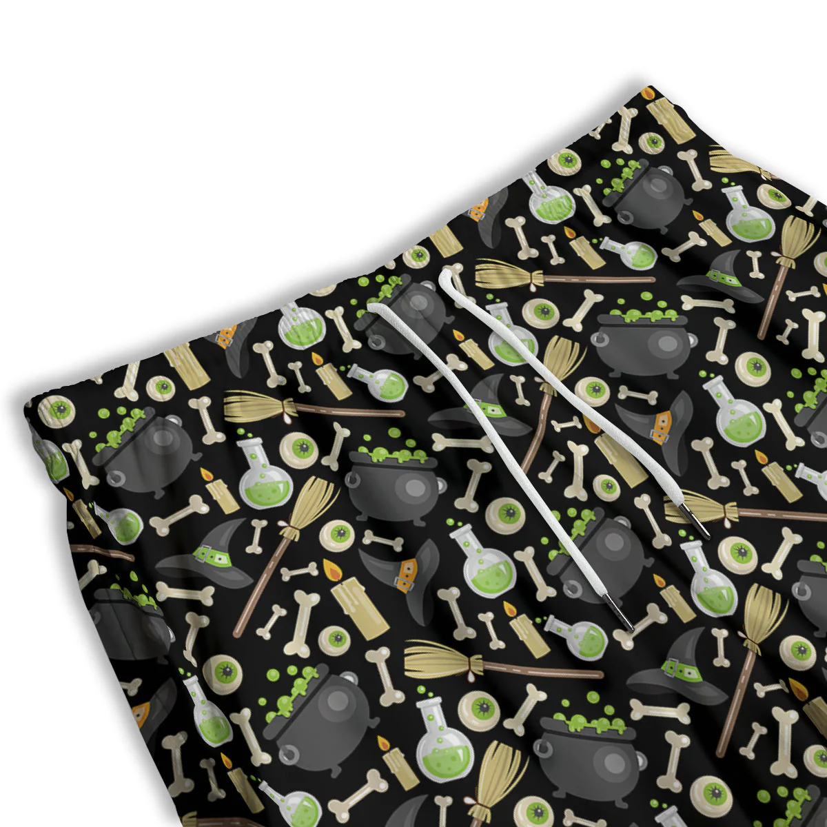 Witch Cauldron Green Print Pattern Men's Athletic Shorts - Image 3