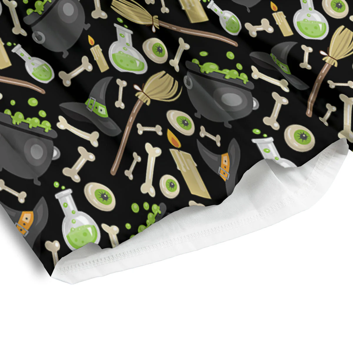 Witch Cauldron Green Print Pattern Men's Athletic Shorts - Image 4