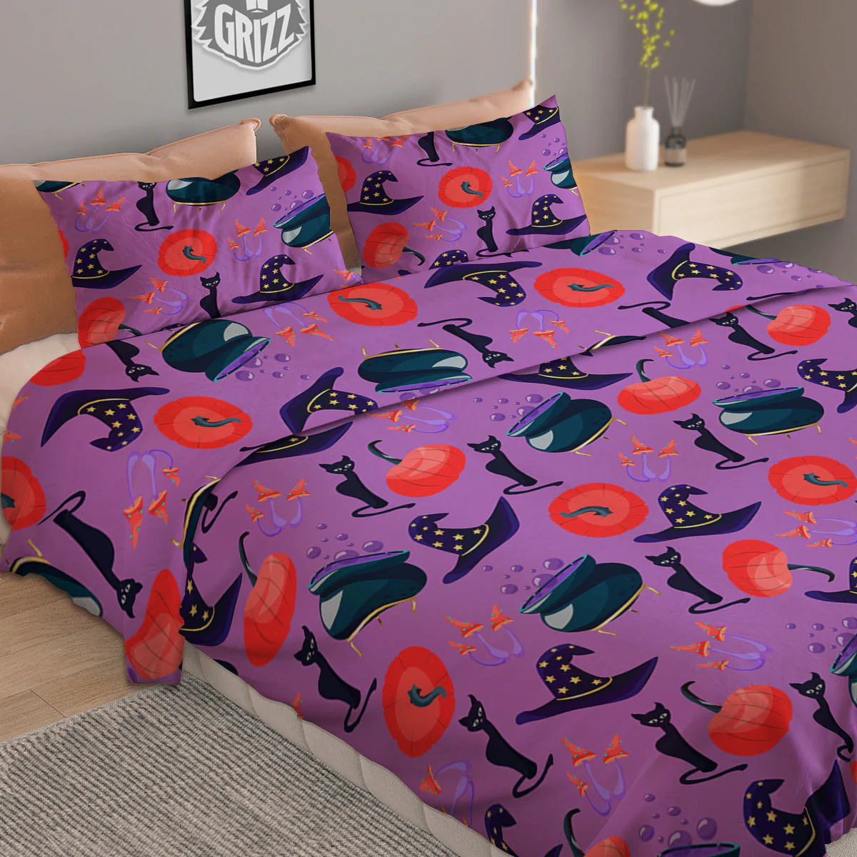 Witch Cauldron Halloween Print Pattern Duvet Cover Bedding Set - Image 2