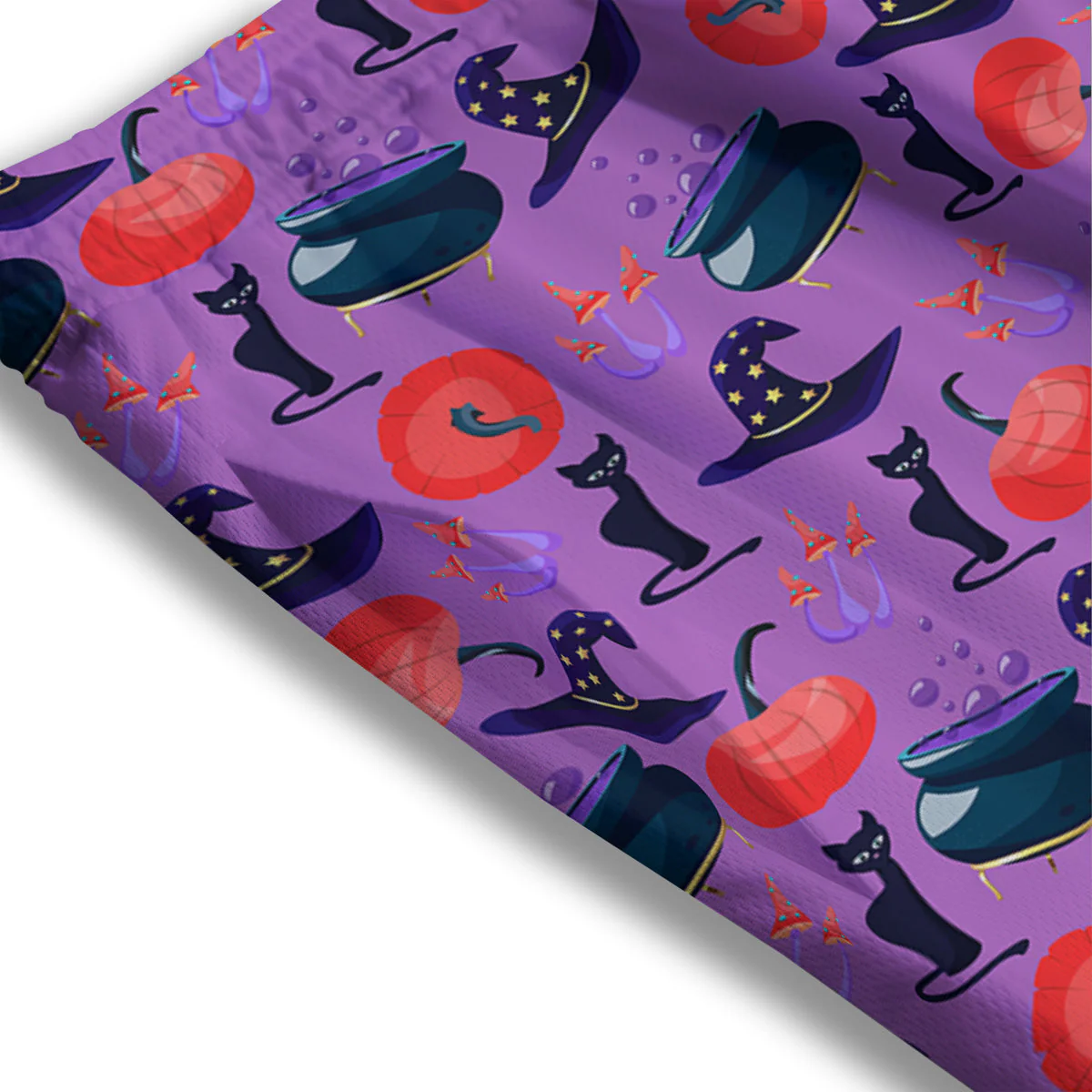 Witch Cauldron Halloween Print Pattern Mesh Shorts - Image 3
